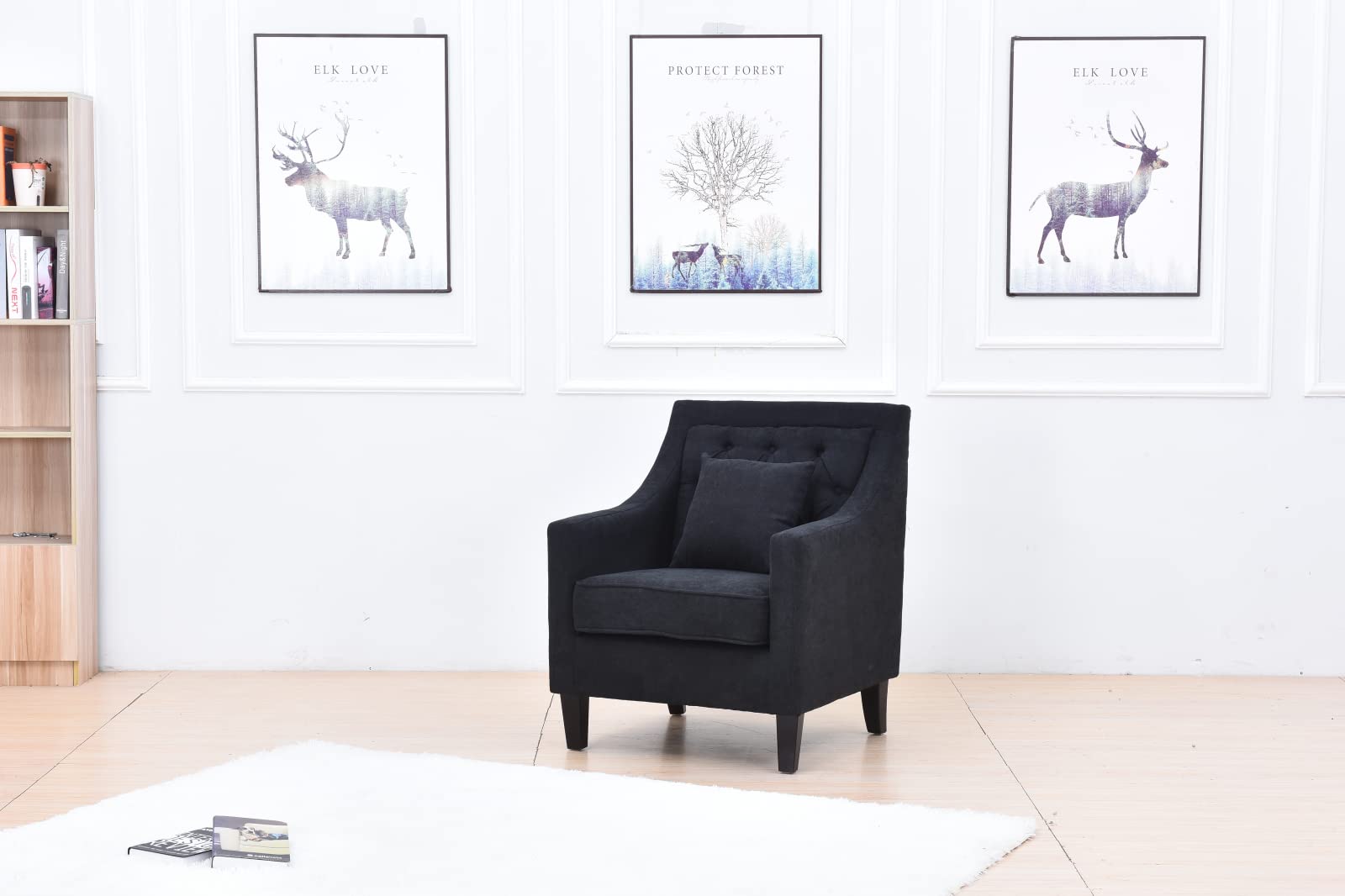 Victoria Accent Chair for Living Room - Modern Black Sofa Chair with Comfortable Cushion, Perfect for Home Decor, Reading Nook & Lounge Area