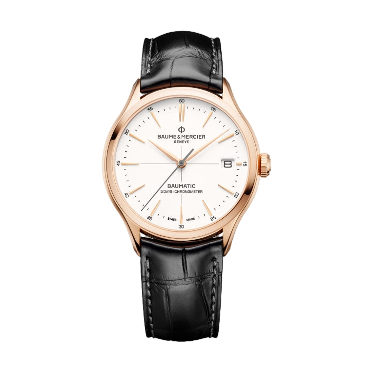 Clifton 10469 18k Rose Gold Baumatic COSC Certified 39mm Watch - Luxury Swiss Automatic Timepiece for Men, Perfect for Formal Events & Business Occasions