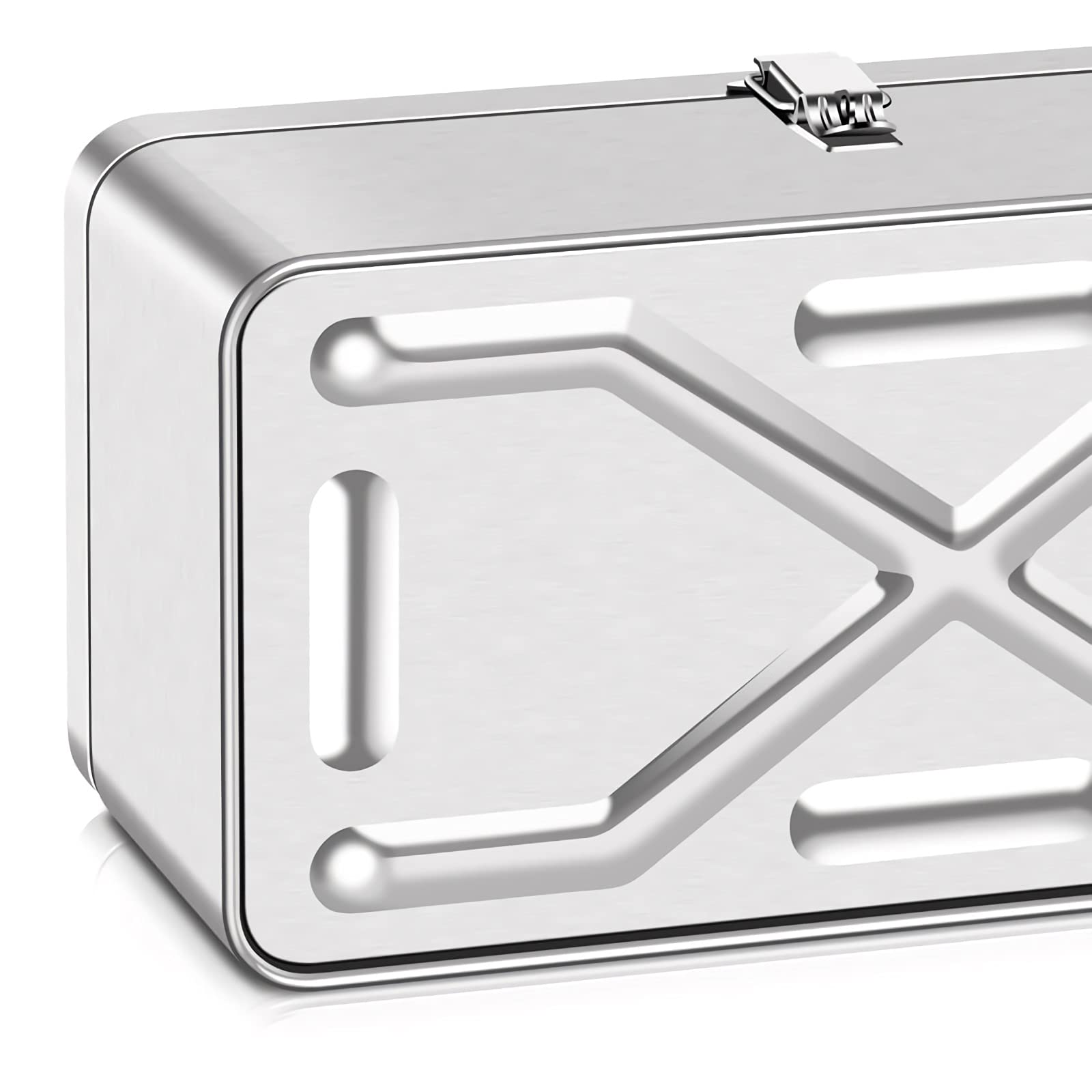 ZAANU Stainless Steel Tool Box with Removable Tray & Carry Handles - Heavy Duty Metal Tool Chest for Hardware Storage, Portable Tool Organizer for Garage, Workshop, and Job Site Use