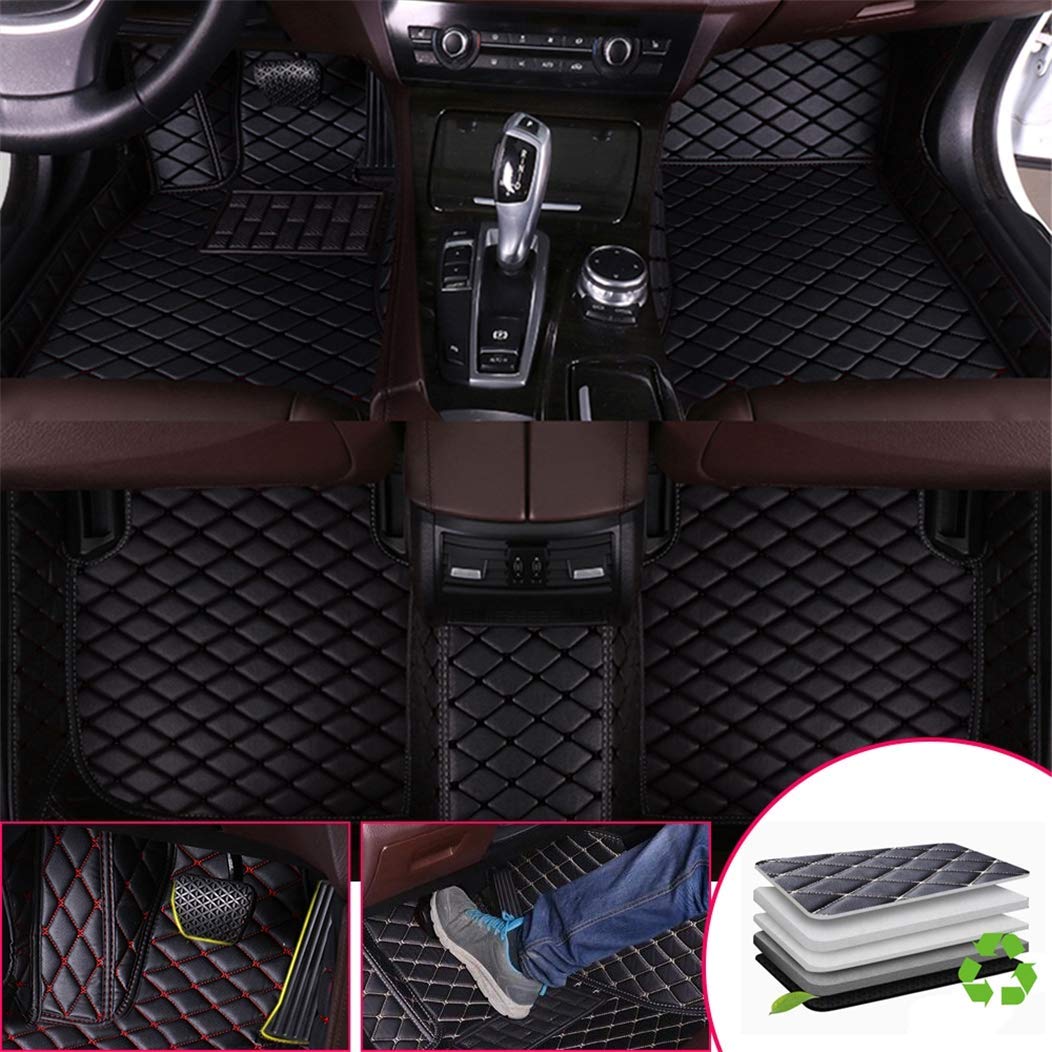 SureMart Custom All-Weather Car Floor Mats for Dodge Grand Caravan 2009-2019 - Premium Leather & Carpet Interior Protection (Black) - Perfect for Daily Commuting, Road Trips & Family Adventures