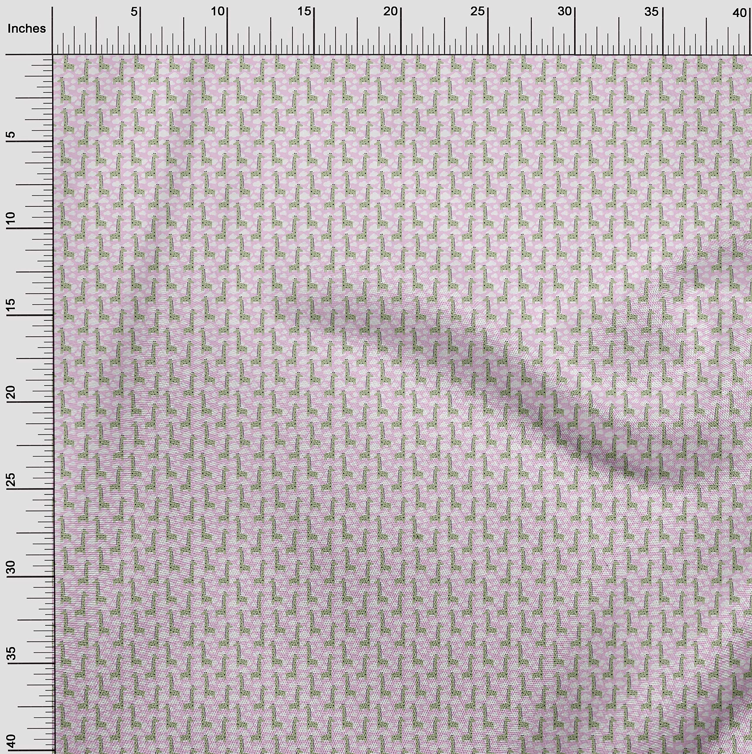 oneOone Silk Tabby Light Pink Giraffe Print Fabric by The Yard - 42 Inch Wide Soft Material for Kids Dresses, DIY Crafts & Home Decor