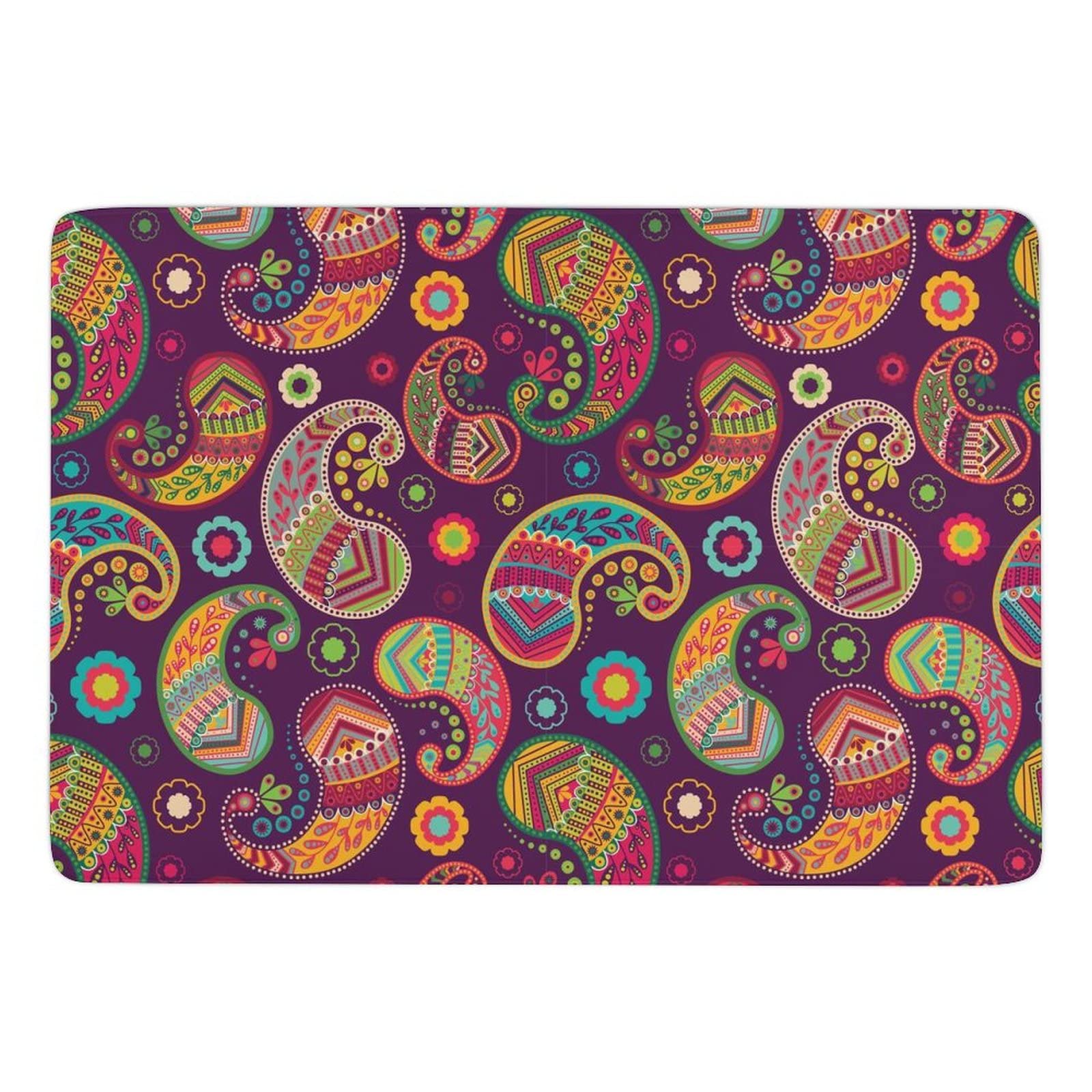 Boho Paisley Floral Aztec Kids Rug - Non-Slip Foldable Area Carpet for Girls & Teens - 5x6.5ft Soft Floor Mat for Bedroom, Nursery, Playroom, Dorm, Living Room & Dining Room Decor - Perfect for Cozy Reading Nooks & Play Areas