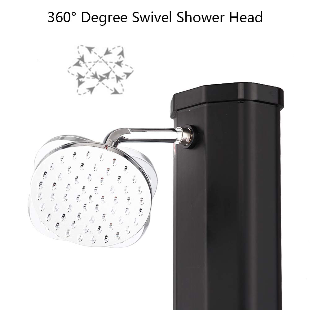 VINGLI 9.3 Gallon Solar Outdoor Shower with Adjustable Shower Head & Foot Tap - Portable Camping, Beach, Poolside, Backyard, RV & Garden Use - Black (35L)