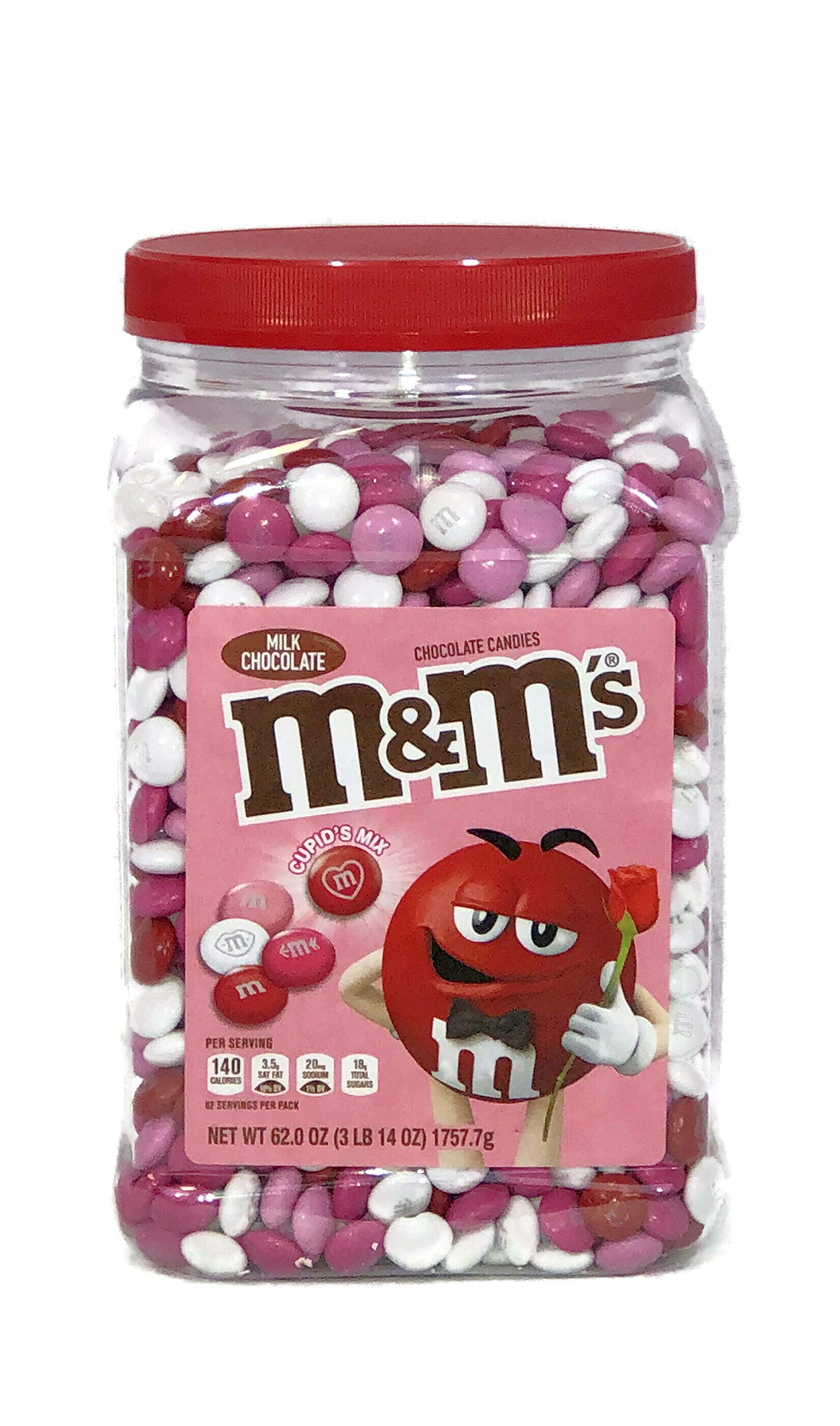 M&M'S Milk Chocolate Valentine's Day Candy Jar - 62 oz Bulk Candy for Gifts, Parties & Holidays | Sweet Treats for Valentine's, Easter & Christmas Celebrations