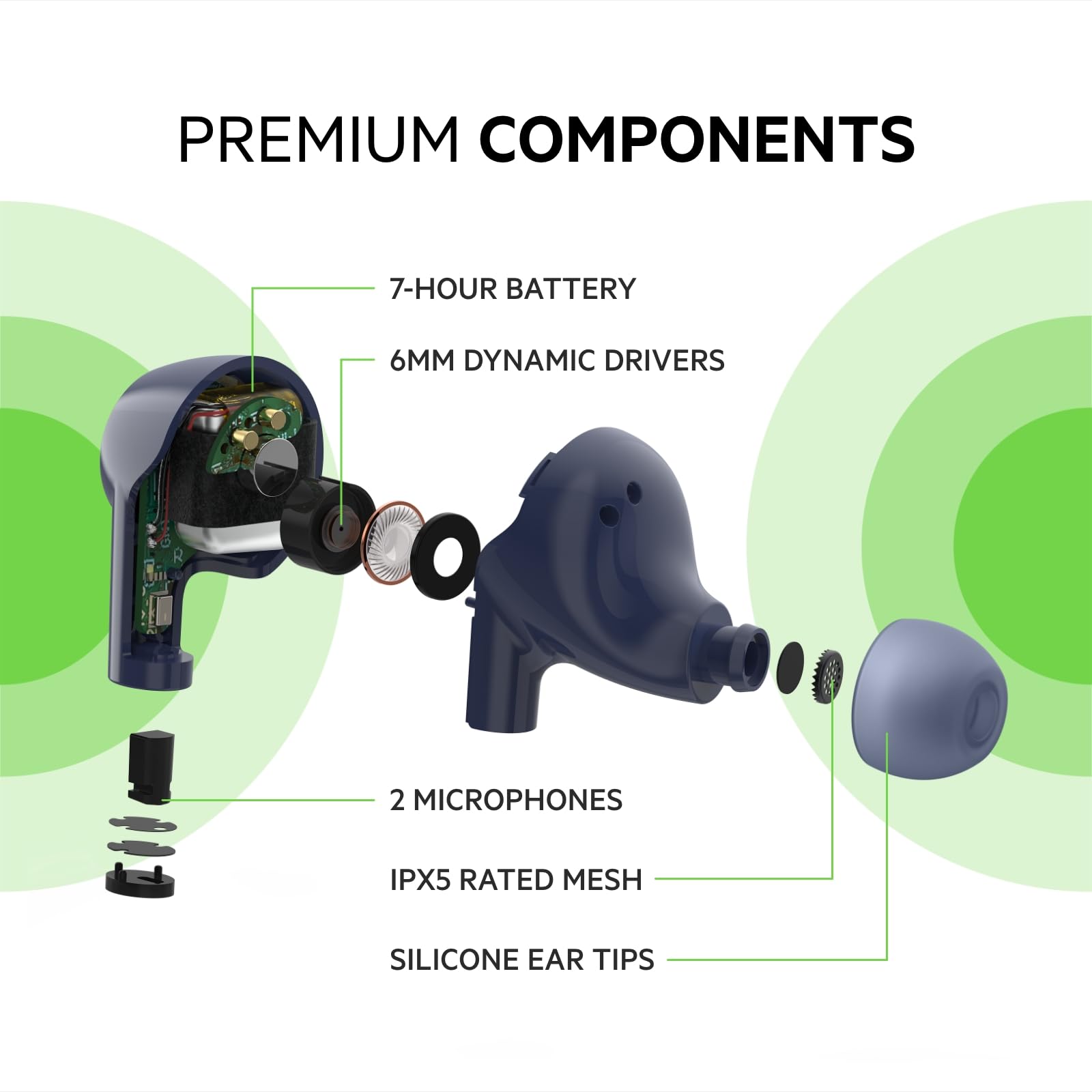 Belkin SoundForm Rise True Wireless Earbuds with Wireless Charging Case - Bluetooth 5.0 Headphones with Dual Mic & IPX5 Waterproof - Compatible with iPhone Samsung Android - Perfect for Gym Running Workout Travel - Blue