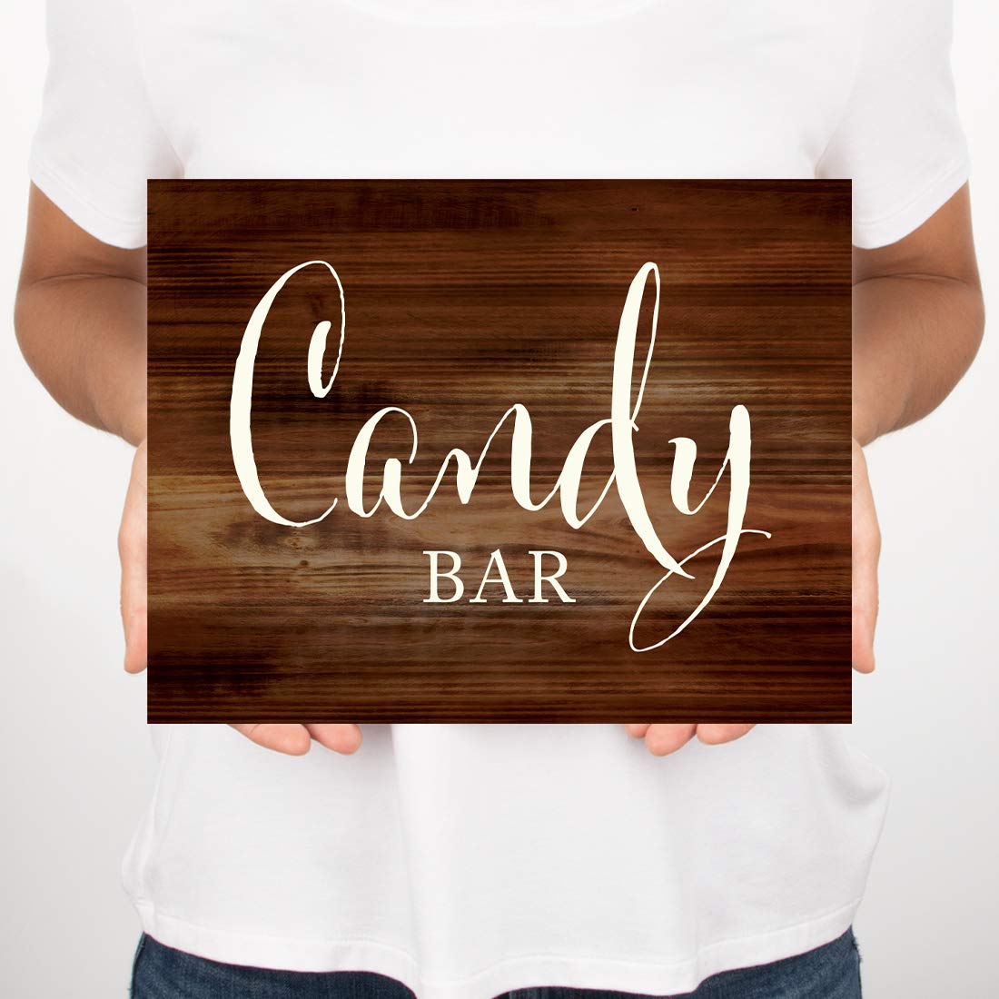Rustic Wood Wedding Party Signs - 8.5x11 Inch Candy Bar & Dessert Table Sign for Reception - 1 Pack - Perfect for Wedding Decor, Bridal Shower & Candy Buffet Display