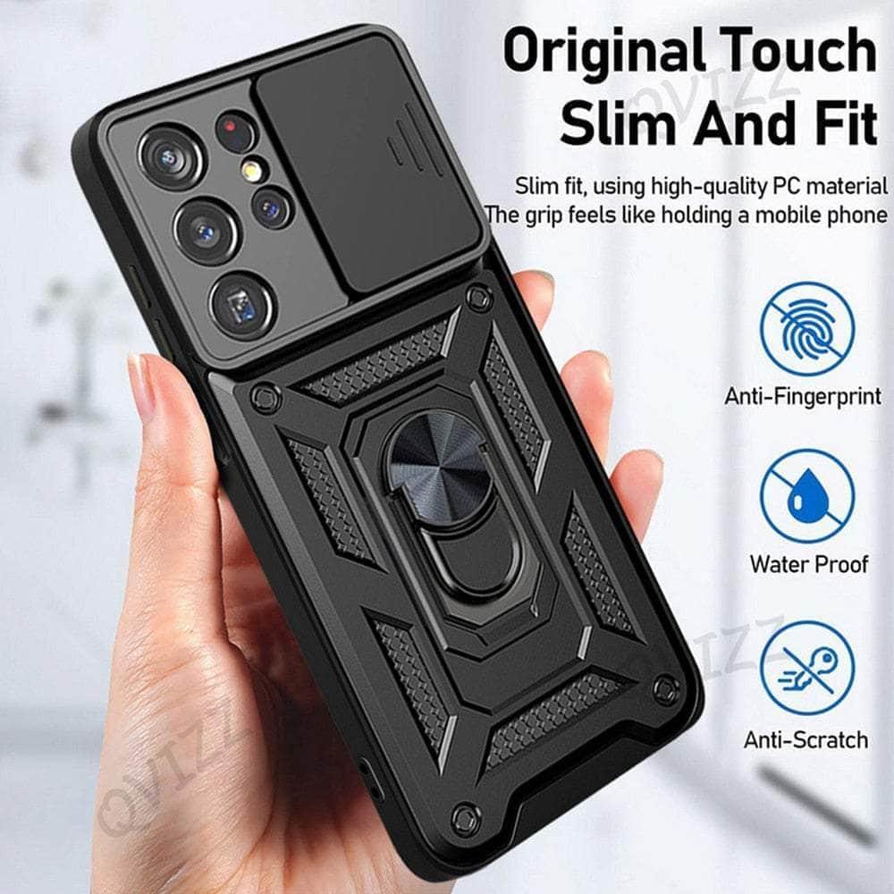 Samsung Galaxy S22 Full Cover Slide Camera Armor Bumper Case - Shockproof Protective Phone Cover for Outdoor Activities & Daily Use