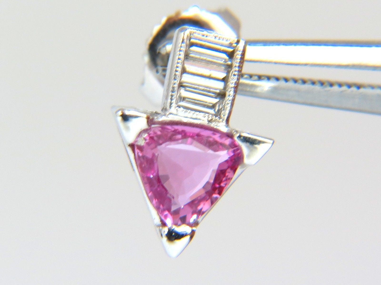 1.90ct Natural Vivid Pink Trilliant Sapphire Diamond Stud Earrings in 14K Gold – Elegant Jewelry for Weddings, Parties & Special Occasions