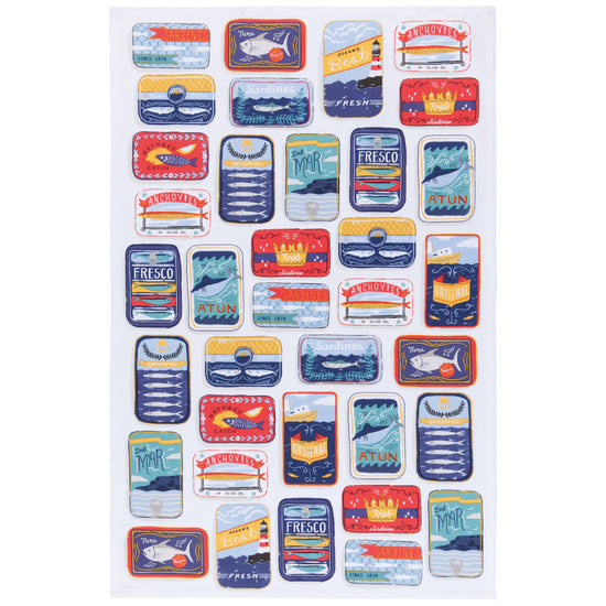 Now Designs by Danica Del Mar Printed Cotton Dish Towel - Absorbent Kitchen Towels for Drying Dishes, Hands & Cleaning - Beach Themed Home Decor for Coastal Kitchens