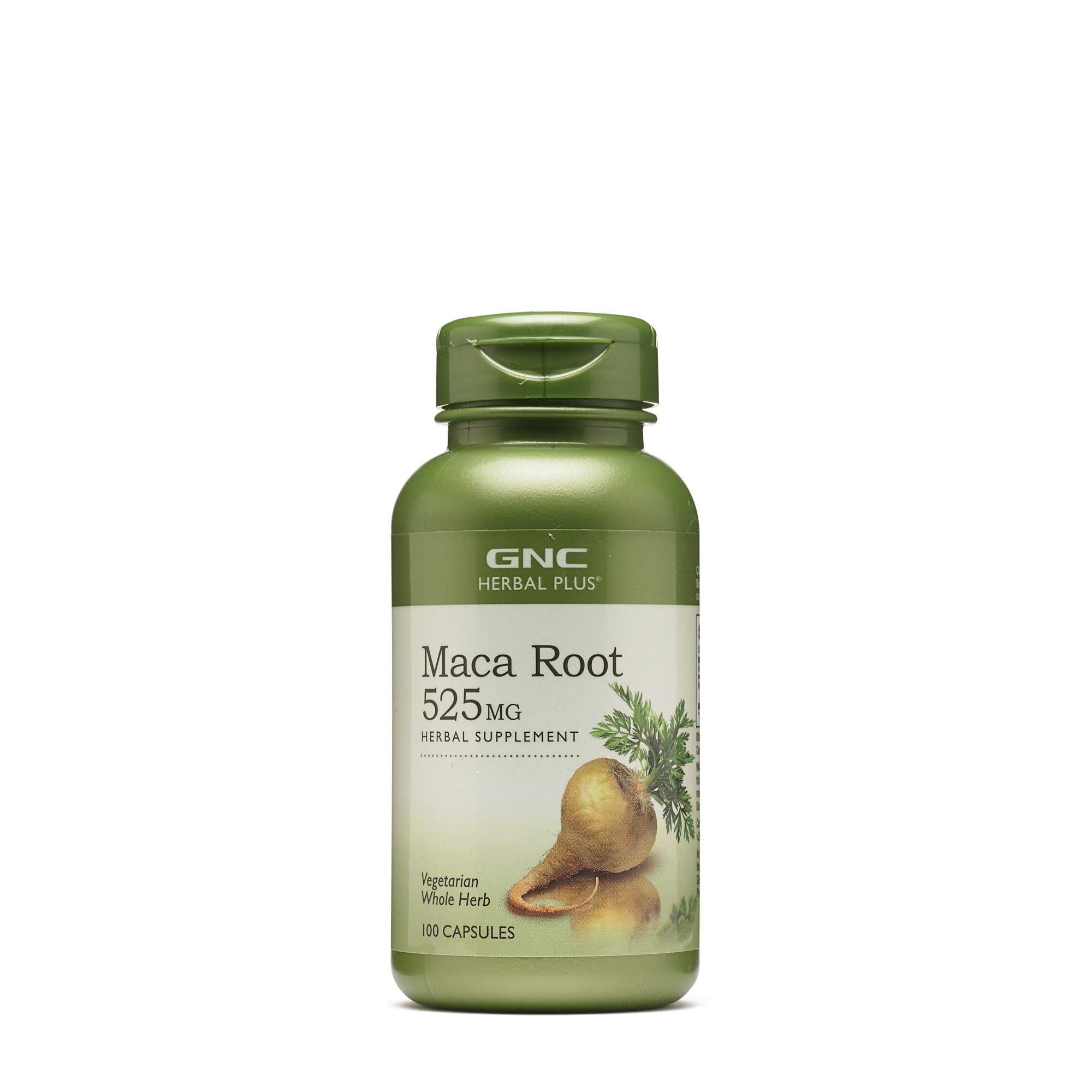 GNC Herbal Plus Maca Root 525mg, 100 Capsules - Natural Energy & Vitality Supplement for Men & Women - Supports Stamina, Endurance & Hormonal Balance - Perfect for Fitness, Workout & Daily Wellness