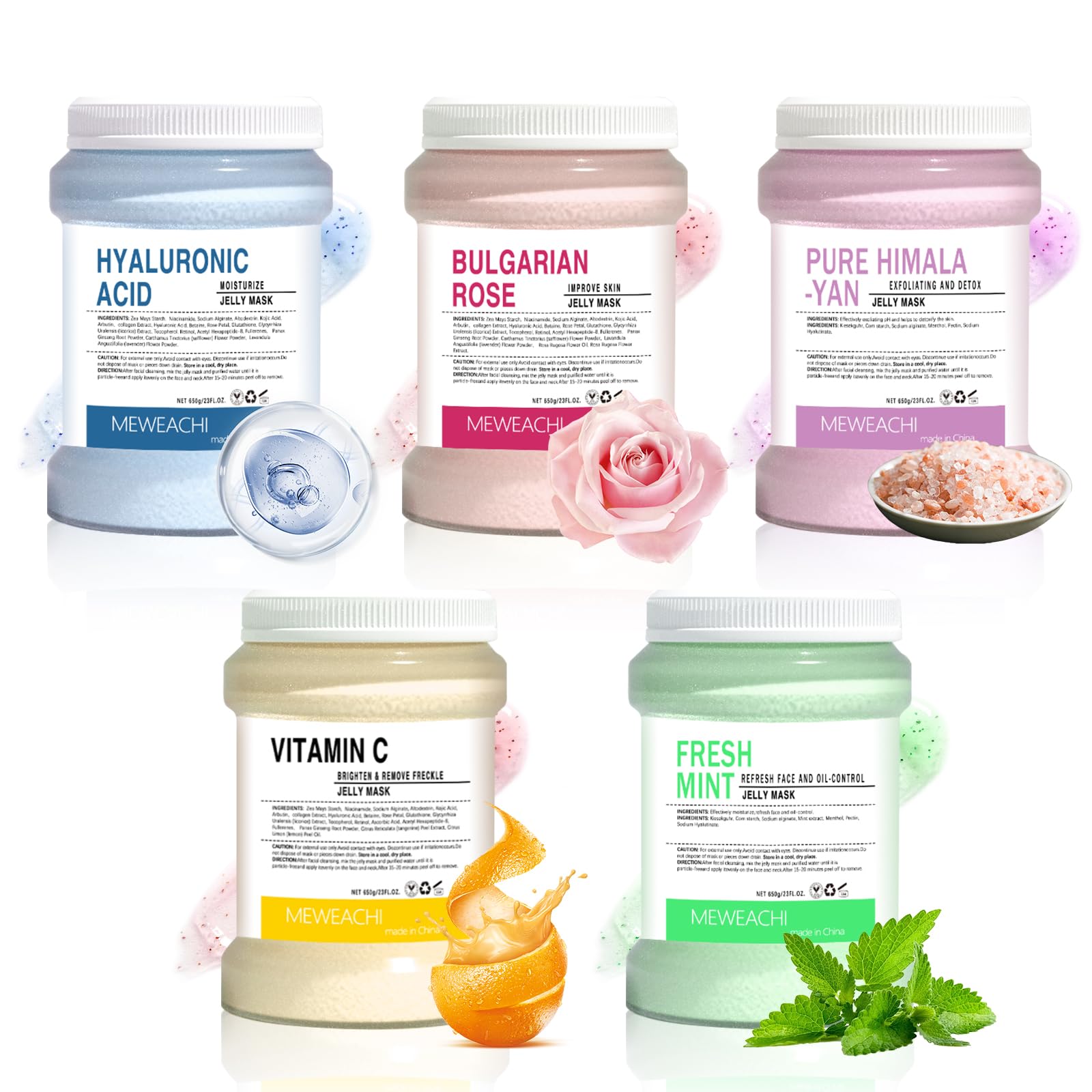 Professional Jelly Face Mask Set - Hydrating & Moisturizing Gel Mask for Wrinkles & Acne, 23 Fl Oz Jar, Natural Skincare Facial Treatment (5-Piece Set) - Perfect for Spa Nights, Self-Care Routines & Glowing Skin