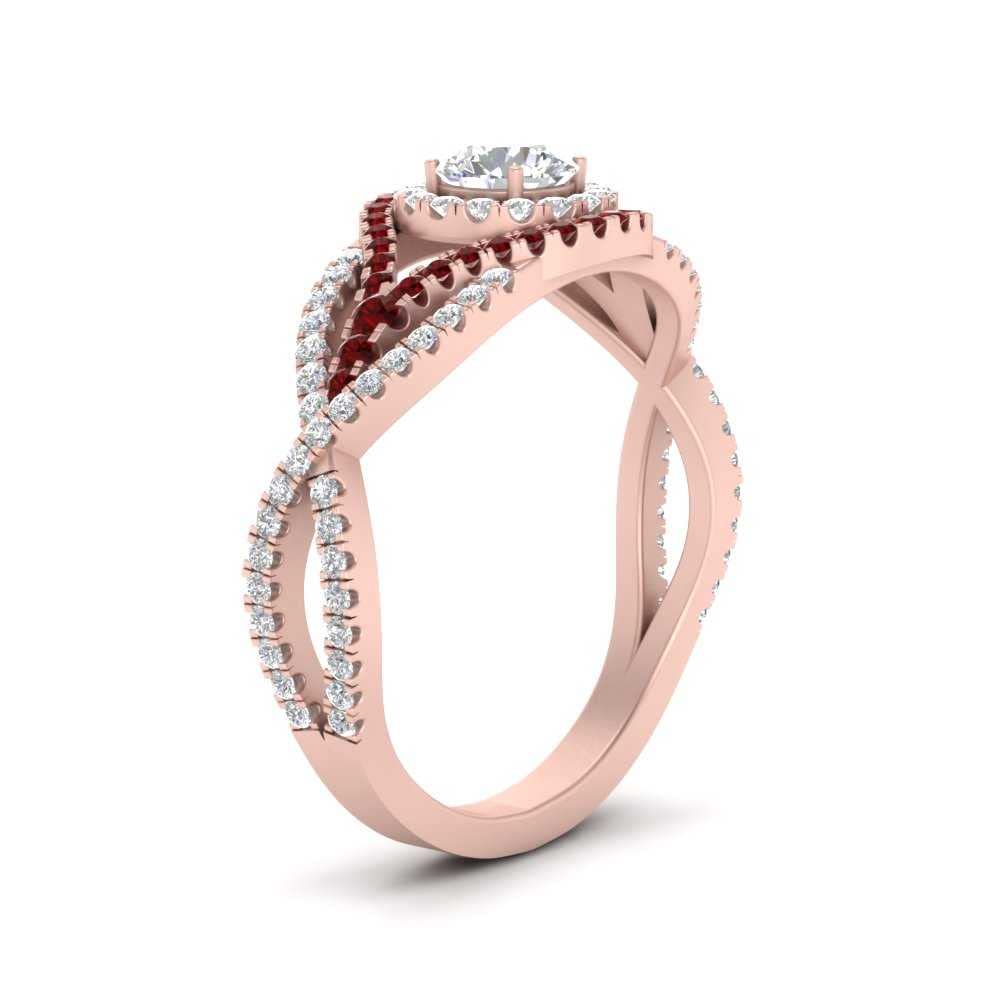 Rose Gold Plated CZ Diamond Double Halo Engagement Ring for Women - Round Twisted Pave Gemstone Ring, US Size 4-12 | Perfect for Proposals, Weddings & Anniversary Gifts