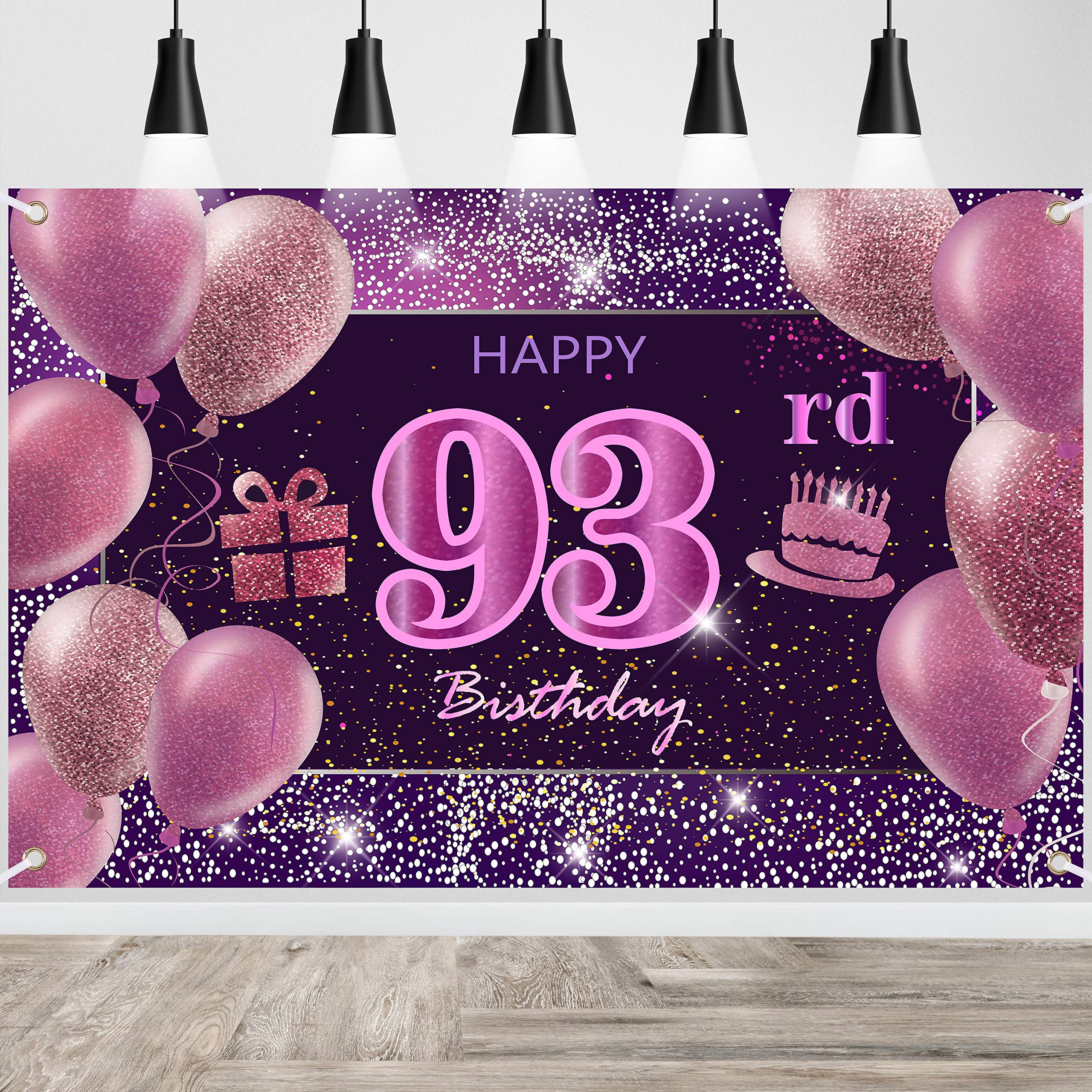 IMISI 93rd Birthday Decorations for Women - Pink Happy Birthday Banner & Party Backdrop for Girls | Perfect for Birthday Parties, Milestone Celebrations & Photo Booths