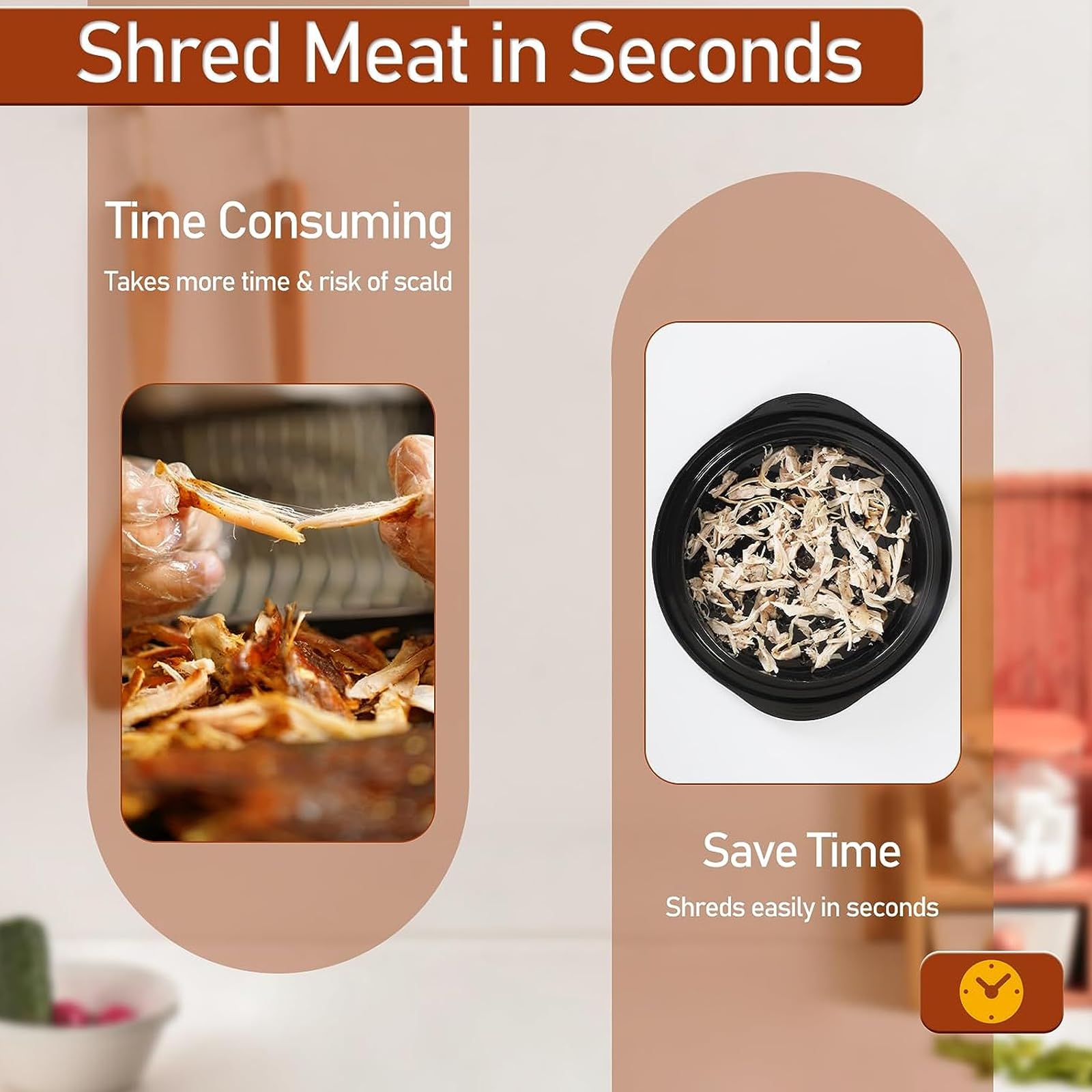 MsTeco Manual Chicken Shredder Machine - Handheld Meat Grinder with Non-Slip Base & Ergonomic Handles - Perfect for Chicken, Pork, Beef & Salad Prep - Ideal for Home Kitchens, BBQ Parties & Meal Prep