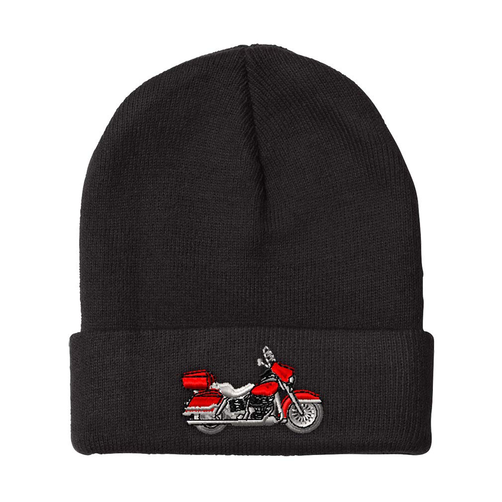 Speedy Pros Acrylic Skull Cap Beanie for Men & Women - Motorcycle Embroidery Winter Hat, One Size Fits All - Perfect for Biking, Skiing & Cold Weather Outdoor Activities
