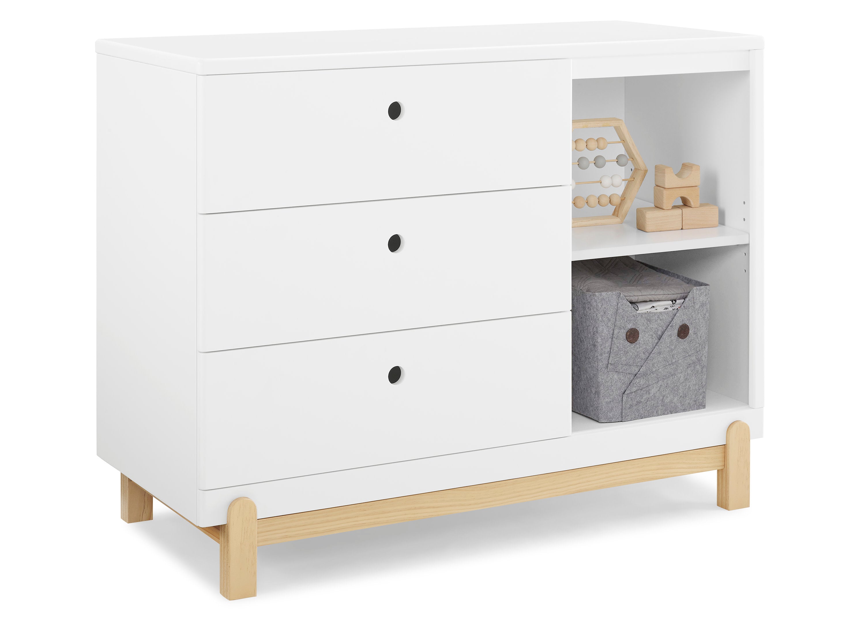 Poppy 3 Drawer Dresser with Cubbies - Sturdy Wooden Storage Cabinet for Bedroom, Nursery & Kids Room - Perfect for Organizing Clothes, Toys & Accessories