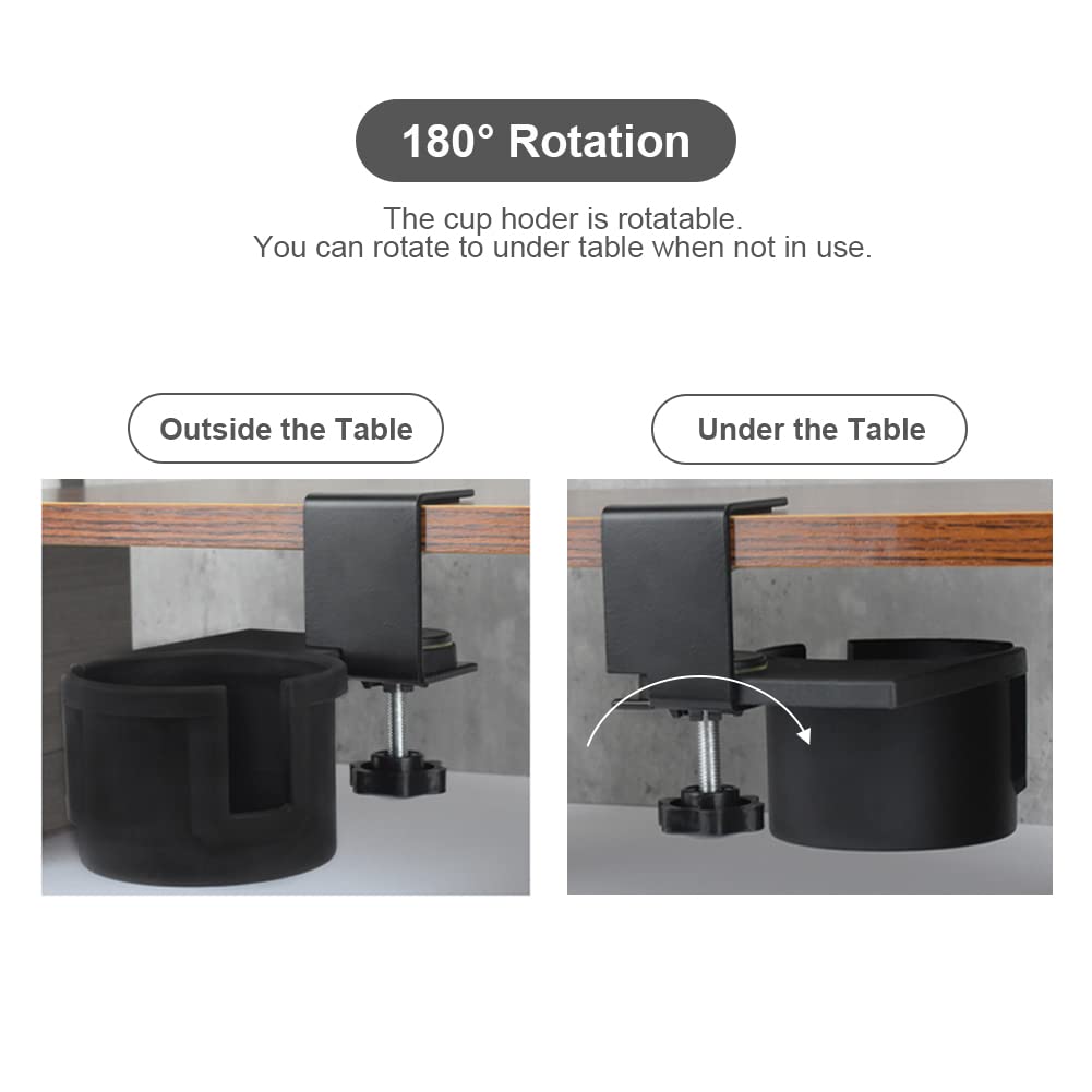 180° Rotating Under Desk Cup Holder - Anti-Spill Coffee Mug & Water Bottle Stand for Home, Office, School - Perfect for Workspace Organization & Clutter-Free Desks