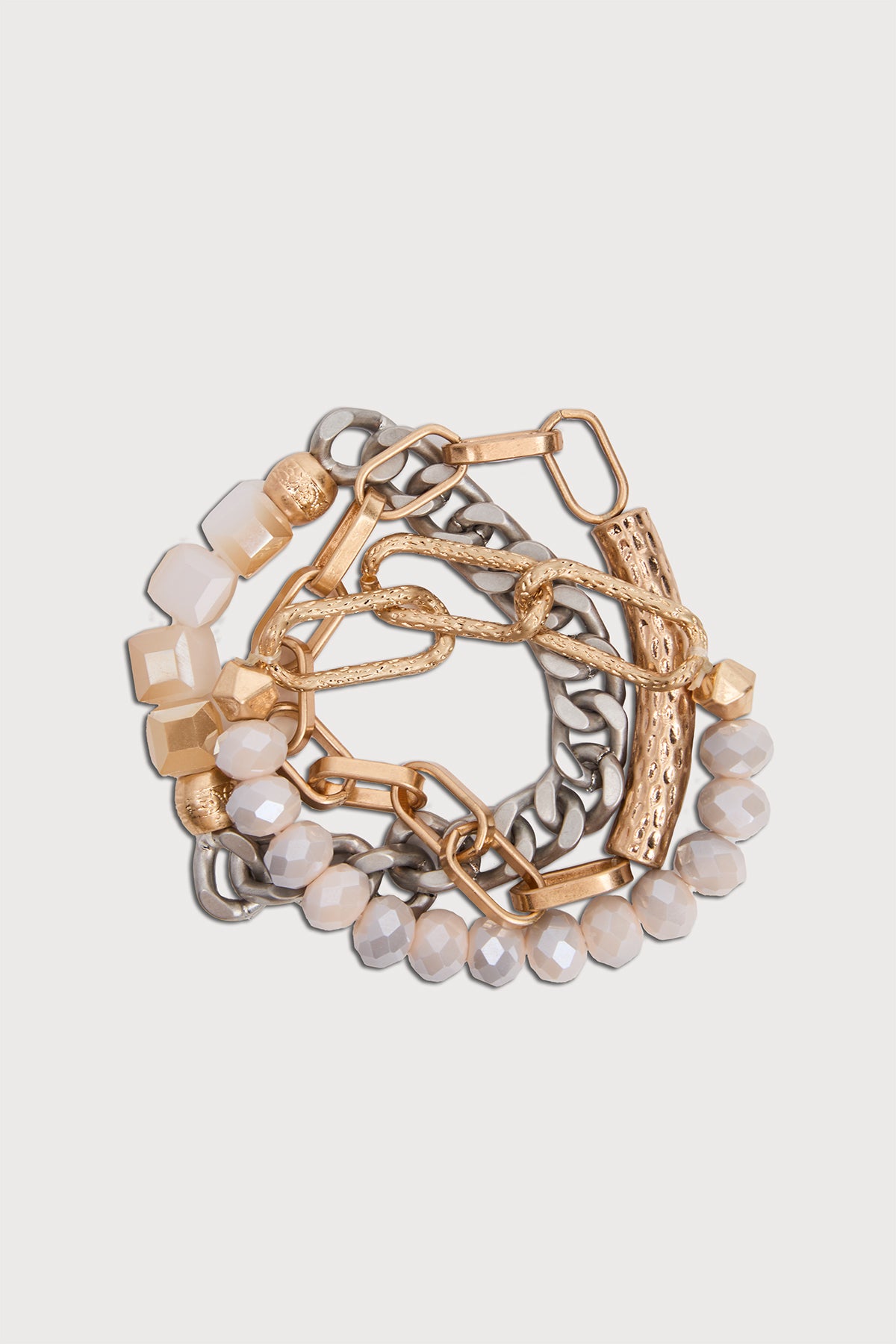 Metallic Beaded Chain Trio Bracelet Set - Gold Silver Rose Gold Adjustable Bangle for Women - Perfect for Parties, Weddings & Everyday Wear