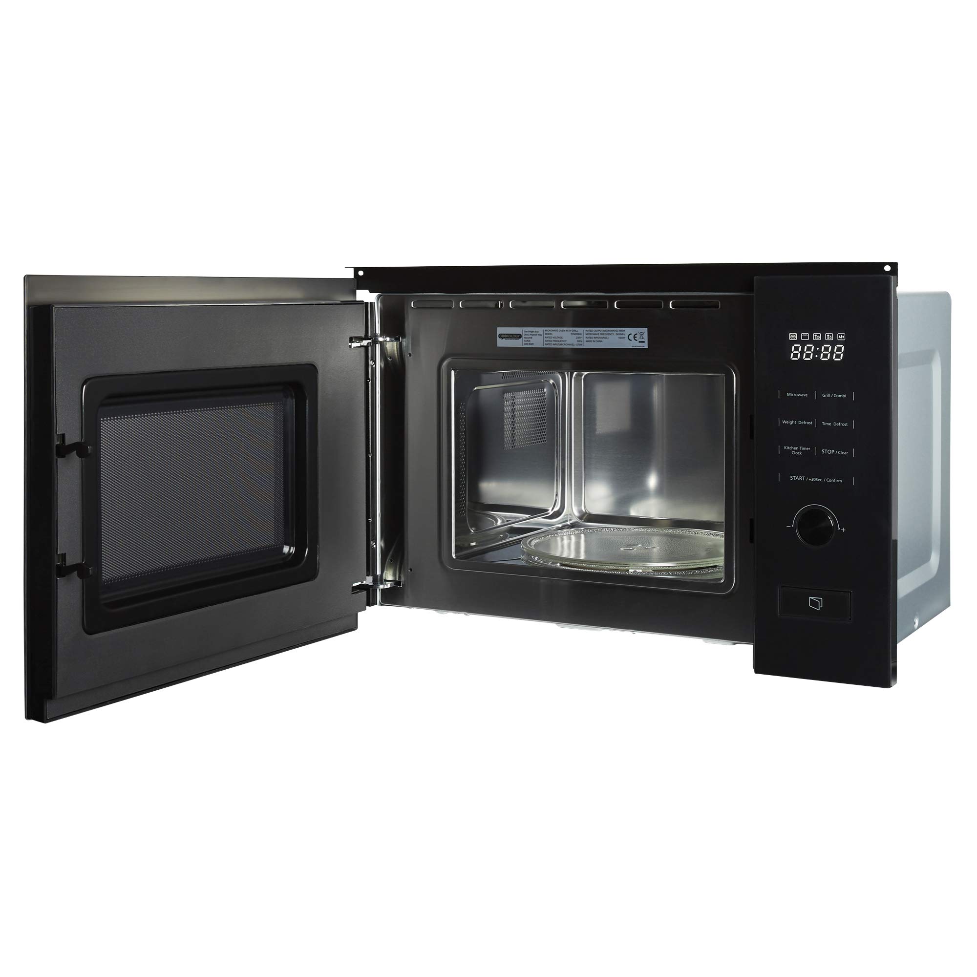 Cookology TCM20BGL 20L Built-In Microwave Oven with Grill, 800W - Compact Countertop Microwave for Small Kitchens, Dorms & Apartments - Perfect for Reheating, Grilling & Quick Cooking