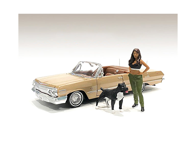 1/18 Scale Lowriderz Figurine IV with Dog - Detailed Miniature Figure for Model Cars by American Diorama - Perfect for Diecast Displays & Custom Car Scenes