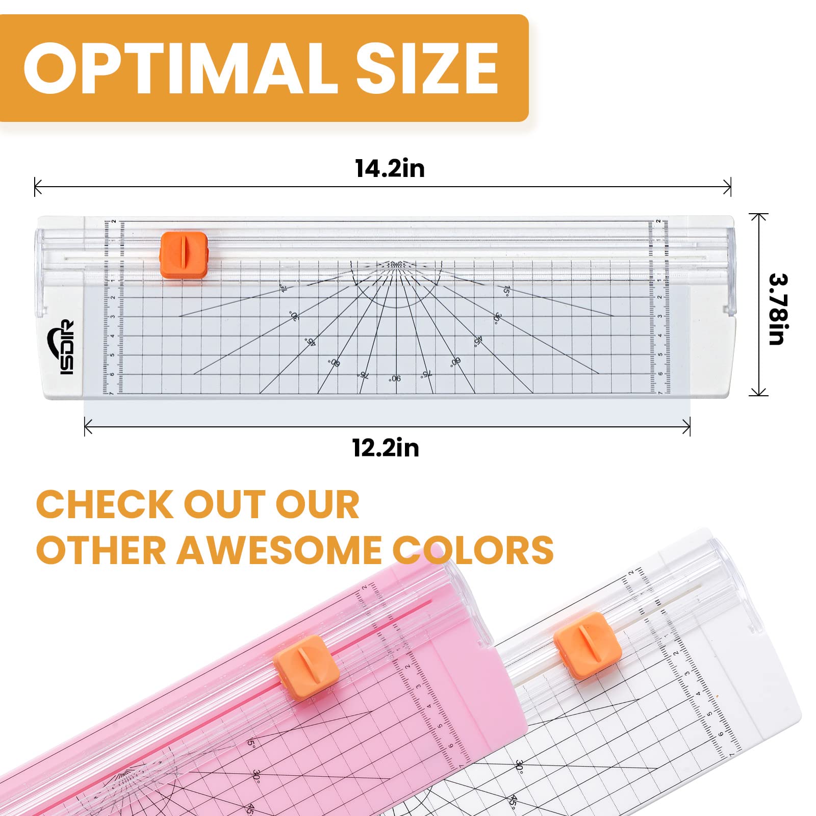 ISDIR 12 Inch Titanium A4 Paper Cutter - Automatic Safety Trimmer for Scrapbooking, Craft Paper, Coupons, Labels & Cardstock (White) | Perfect for Office, School, Home DIY Projects & Professional Crafting