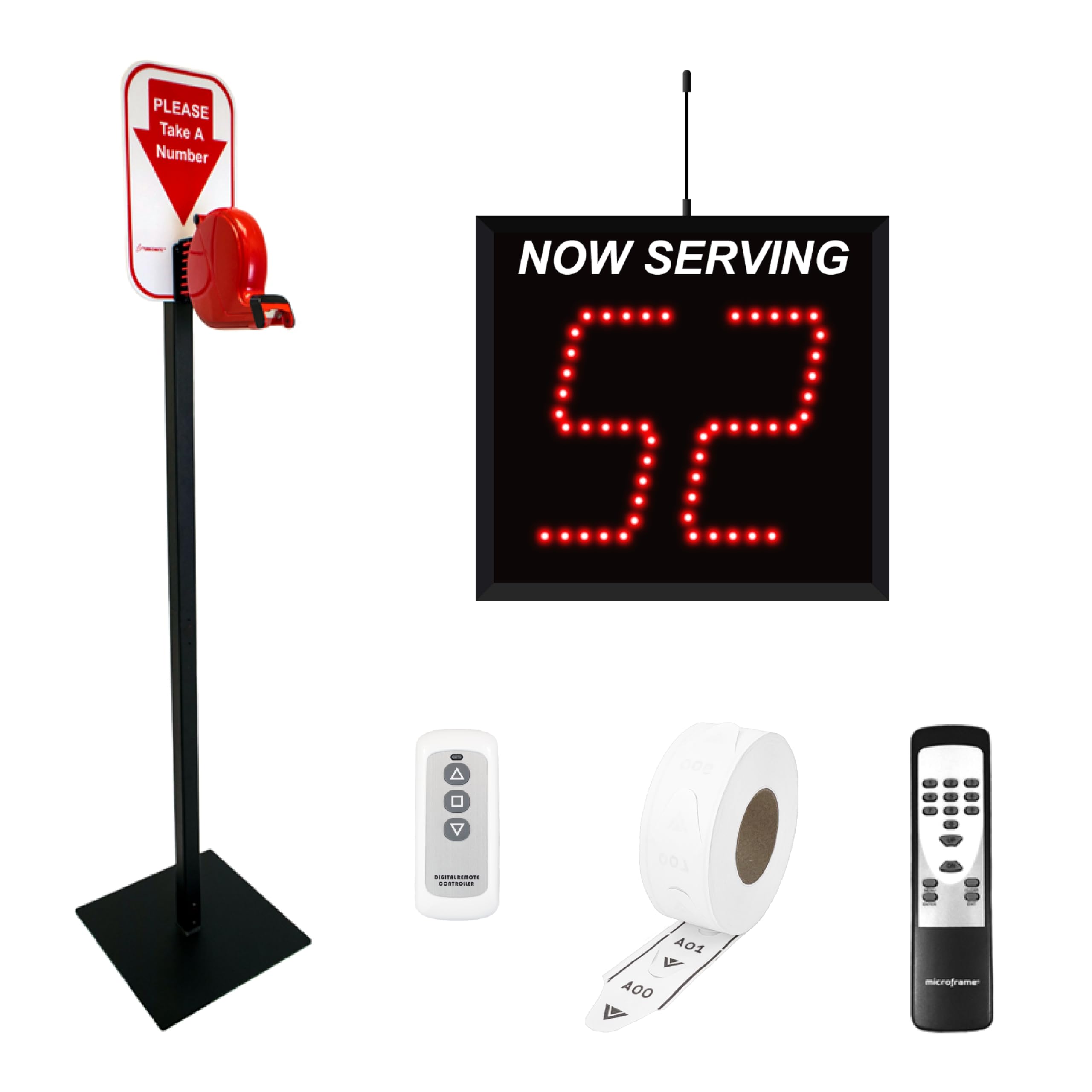 2-Digit Wireless Take A Number System with Floor Dispenser - Queue Management Solution for Retail Stores, Banks, and Clinics