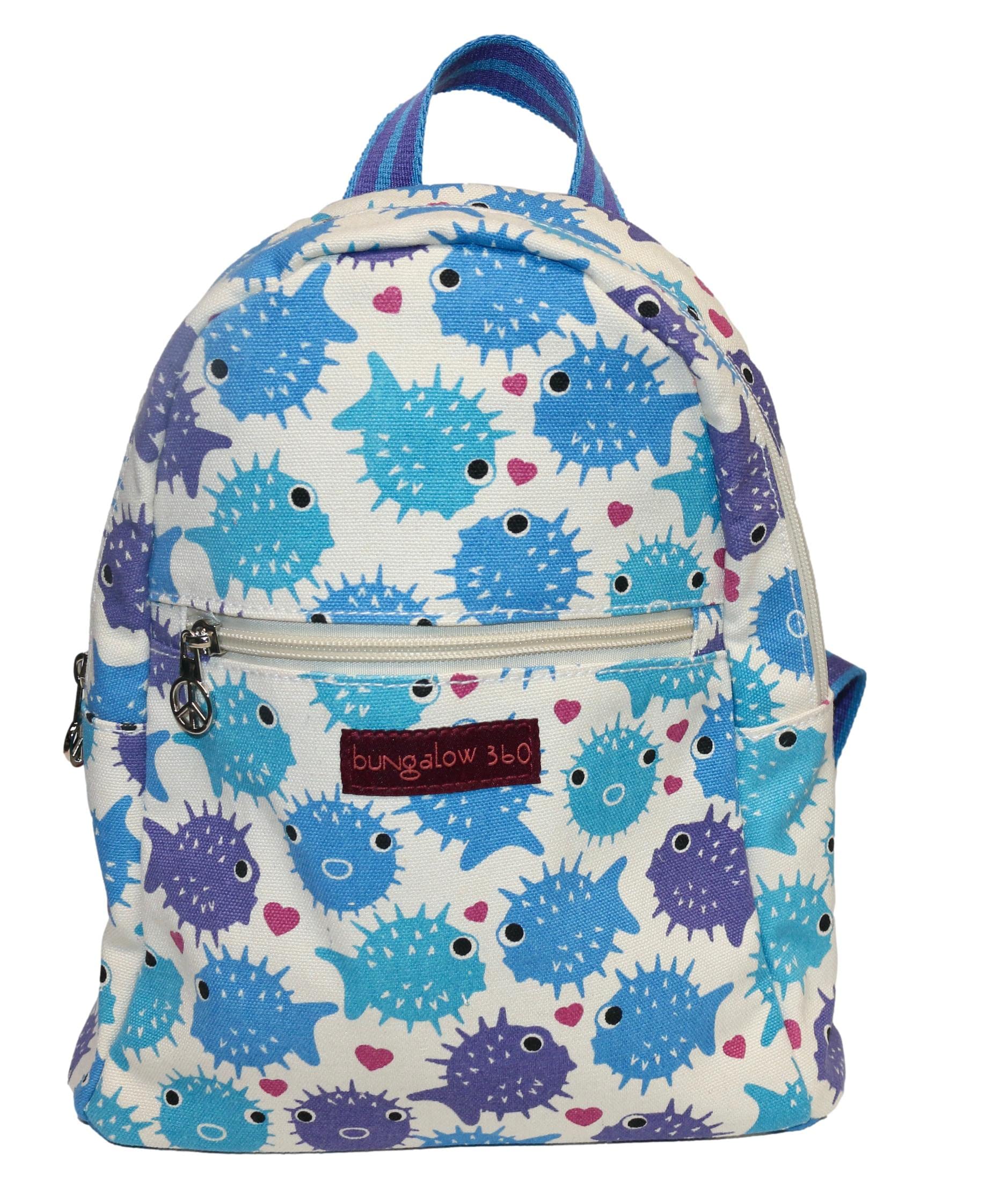 Bungalow 360 Mini Backpack for Adults - Small Puffer Fish Design, Lightweight & Water-Resistant - Perfect for Travel, Hiking & Everyday Use