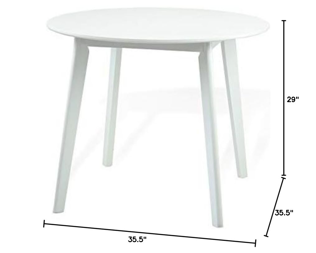 Modern Solid Wood Round Dining Table - White Finish for Elegant Home Dining & Entertaining