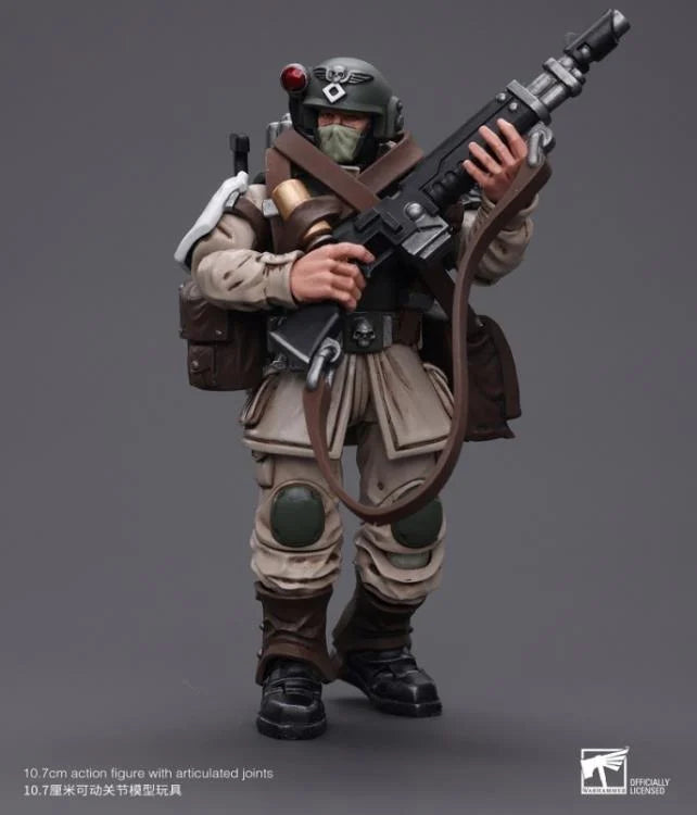 JOYTOY Warhammer 40k Astra Militarum Cadian Command Squad Veteran with Medi-Pack - 28mm Scale Miniature for Tabletop Wargaming & Collecting