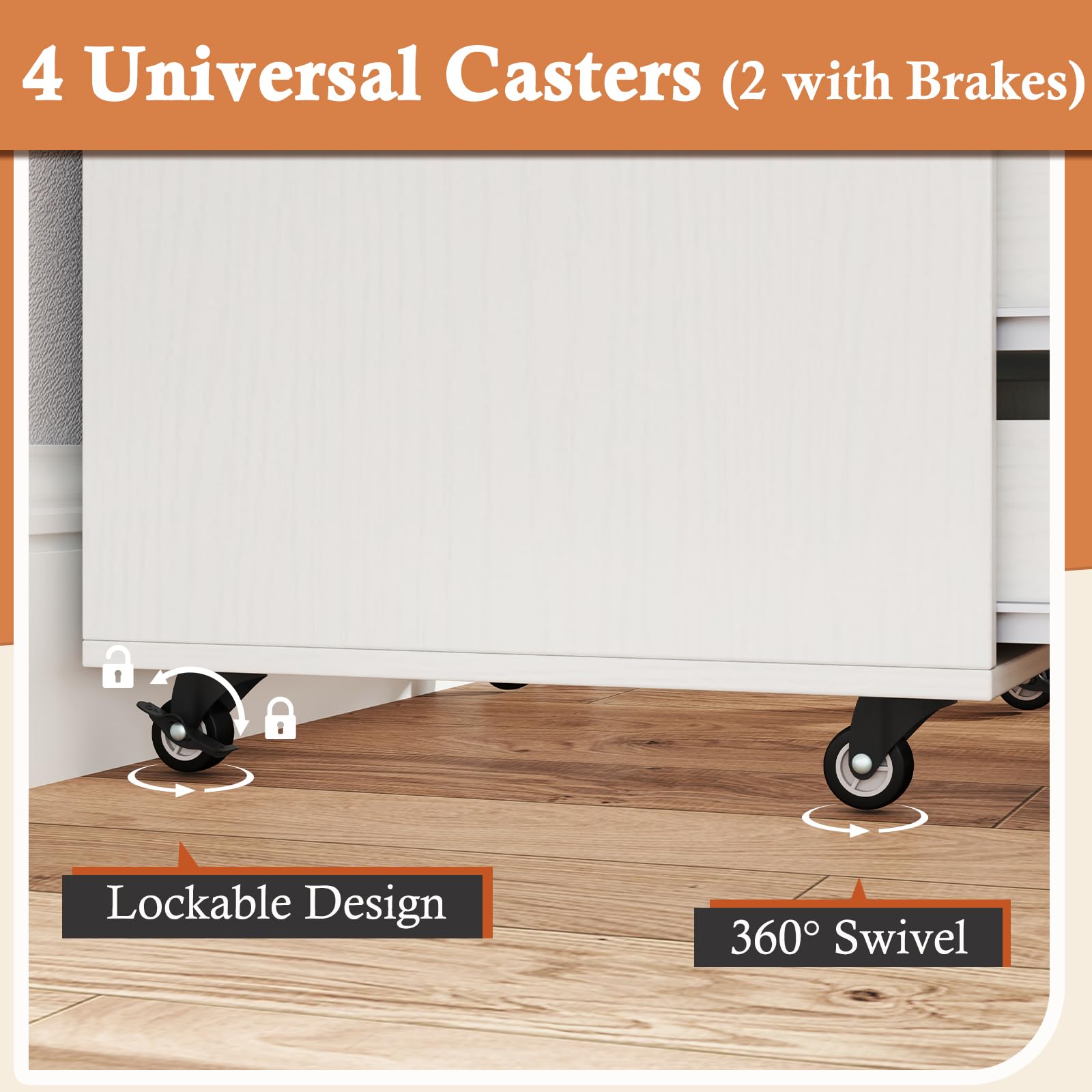 Giantex 5-Drawer Rolling Storage Cabinet with Wheels - Mobile Lateral File Organizer Under Desk, 19.5