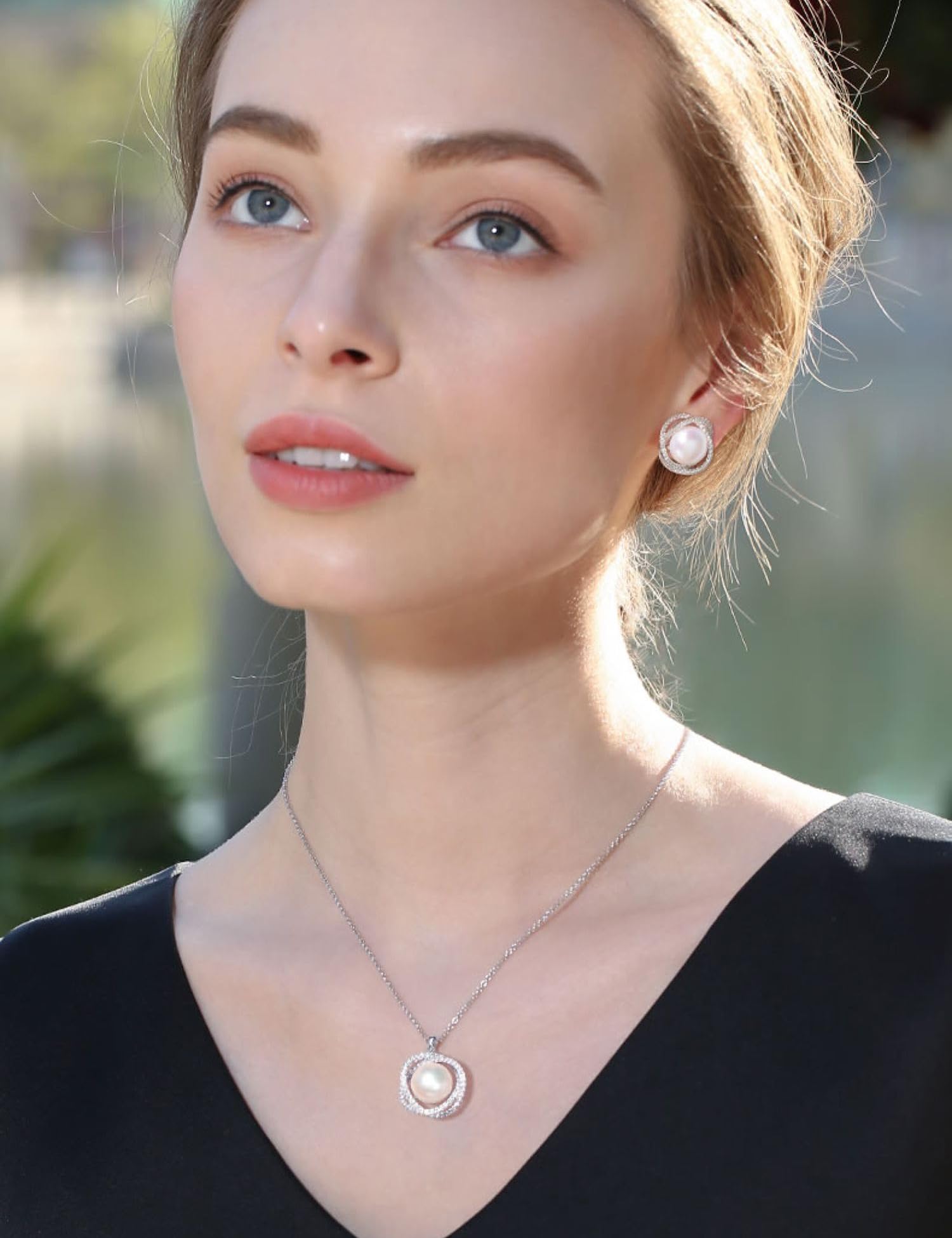 Elegant White Pearl Stud Earrings for Women - Cultured Freshwater Pearls with CZ Pave Setting | Perfect for Weddings, Parties & Everyday Wear