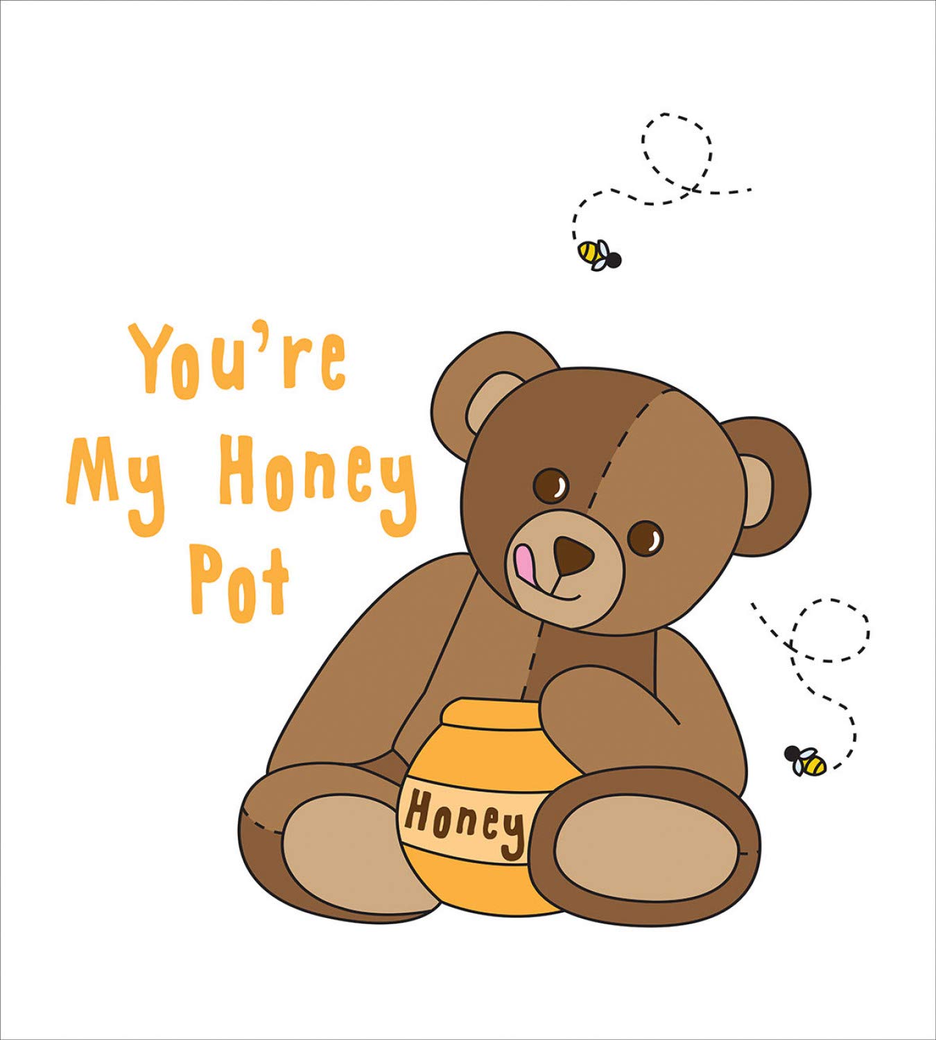 Ambesonne Honey Bee Duvet Cover Set - Queen Size 3-Piece Bedding with 2 Pillow Shams, Cute Teddy Bear & 