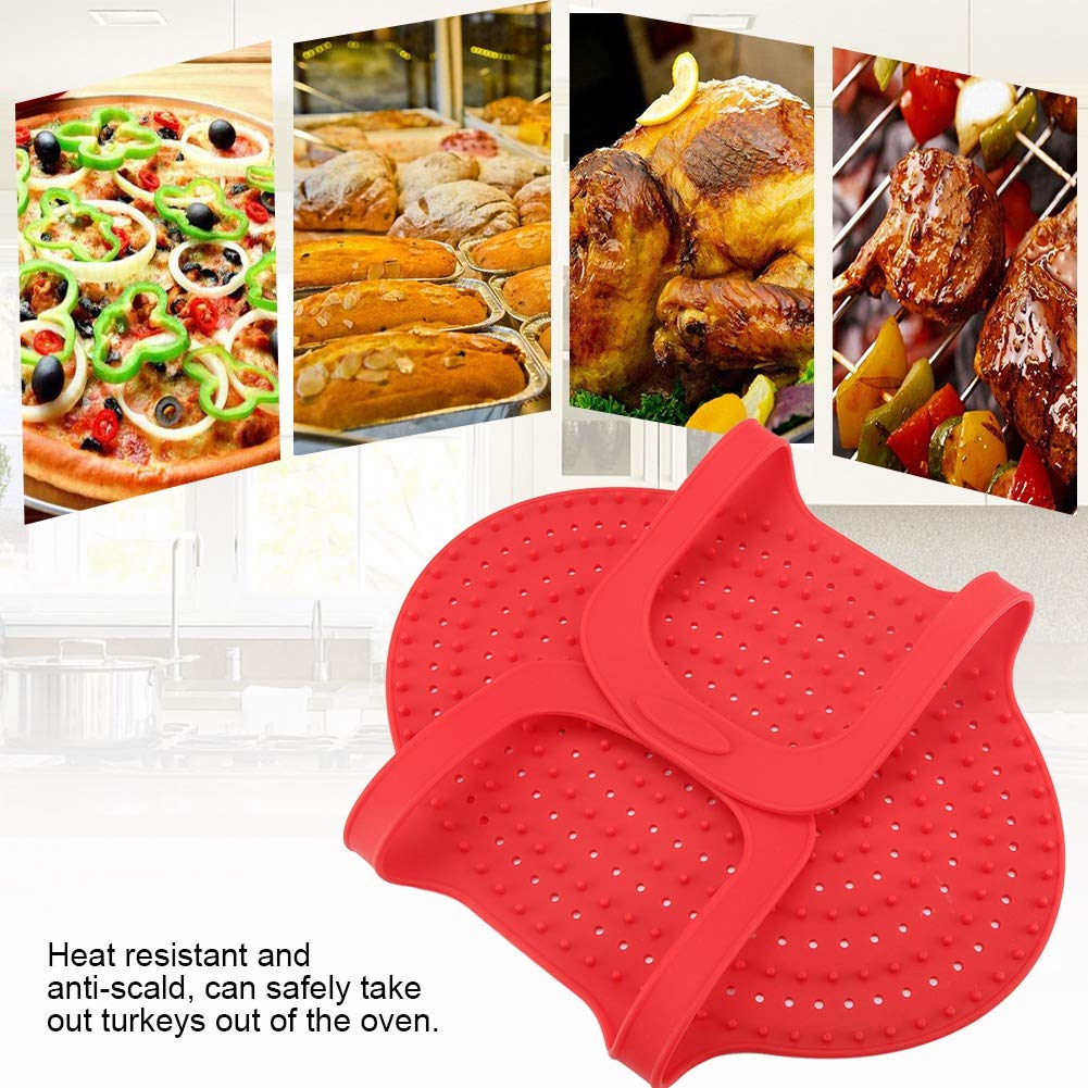 Heat Resistant Turkey Lifter & Poultry Roasting Sling - Non-Stick Silicone Oven Baking Mat for Thanksgiving, Christmas & Holiday Cooking (Red) - Perfect for Roasting Turkey, Chicken & Large Meats in Oven or Grill