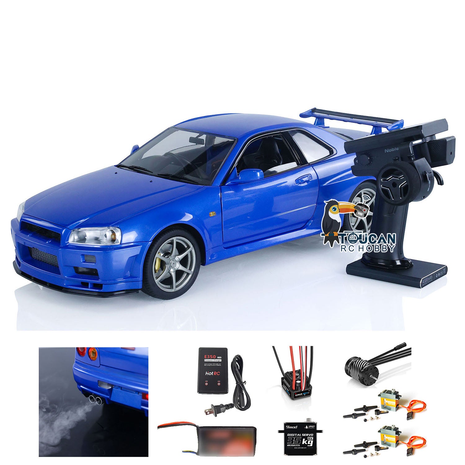 1/8 Scale Metal 4WD RC Racing Car - 4x4 Radio Controlled Drift Vehicle Model with High Speed, Light & Sound Effects (Ready-to-Run R34 Style) - Perfect for Indoor/Outdoor Racing, Drifting & Hobby Enthusiasts