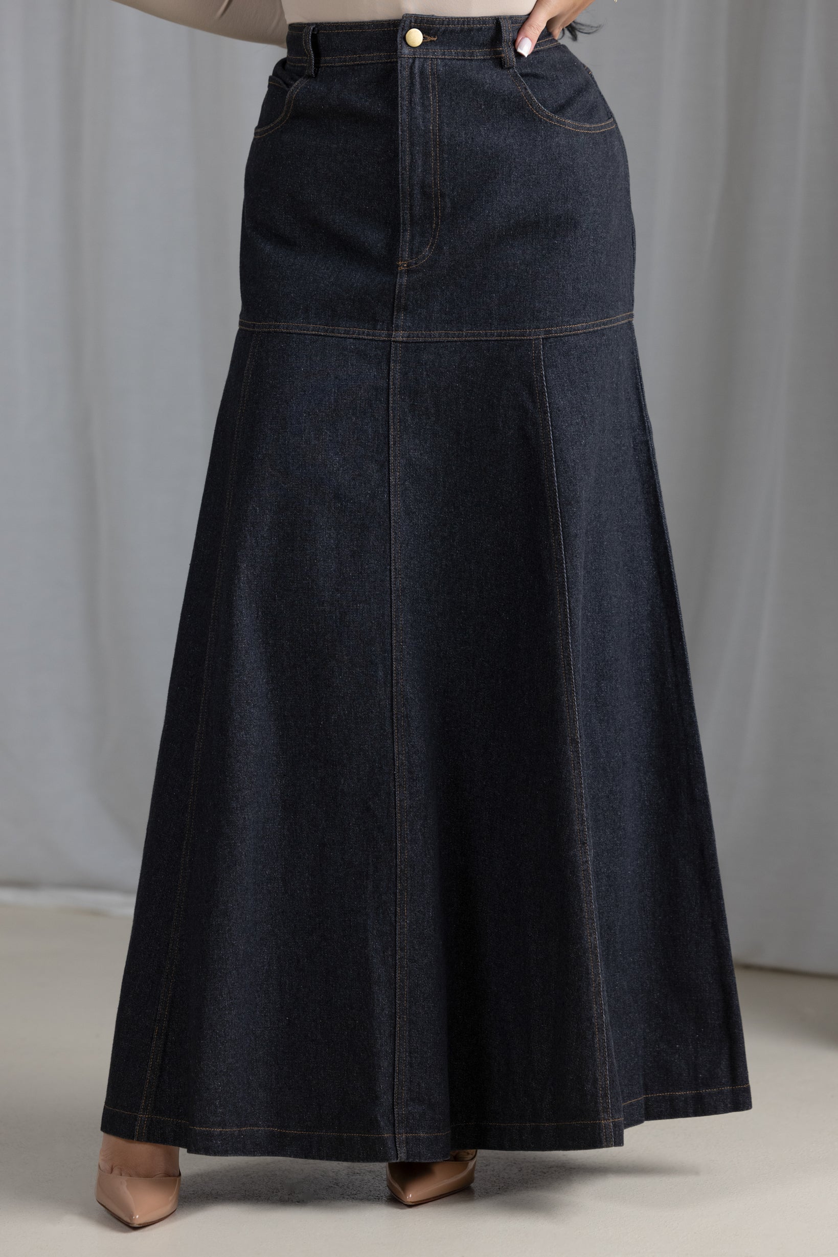 Women's High Waist Staple Denim Skirt - Classic A-Line Denim Skirt for Casual Wear, Work & Weekend Outfits | Perfect for Spring, Summer & Fall Fashion