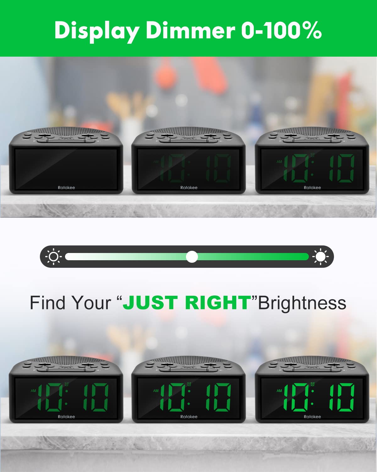 Digital Alarm Clock Radio with AM/FM, 1.4