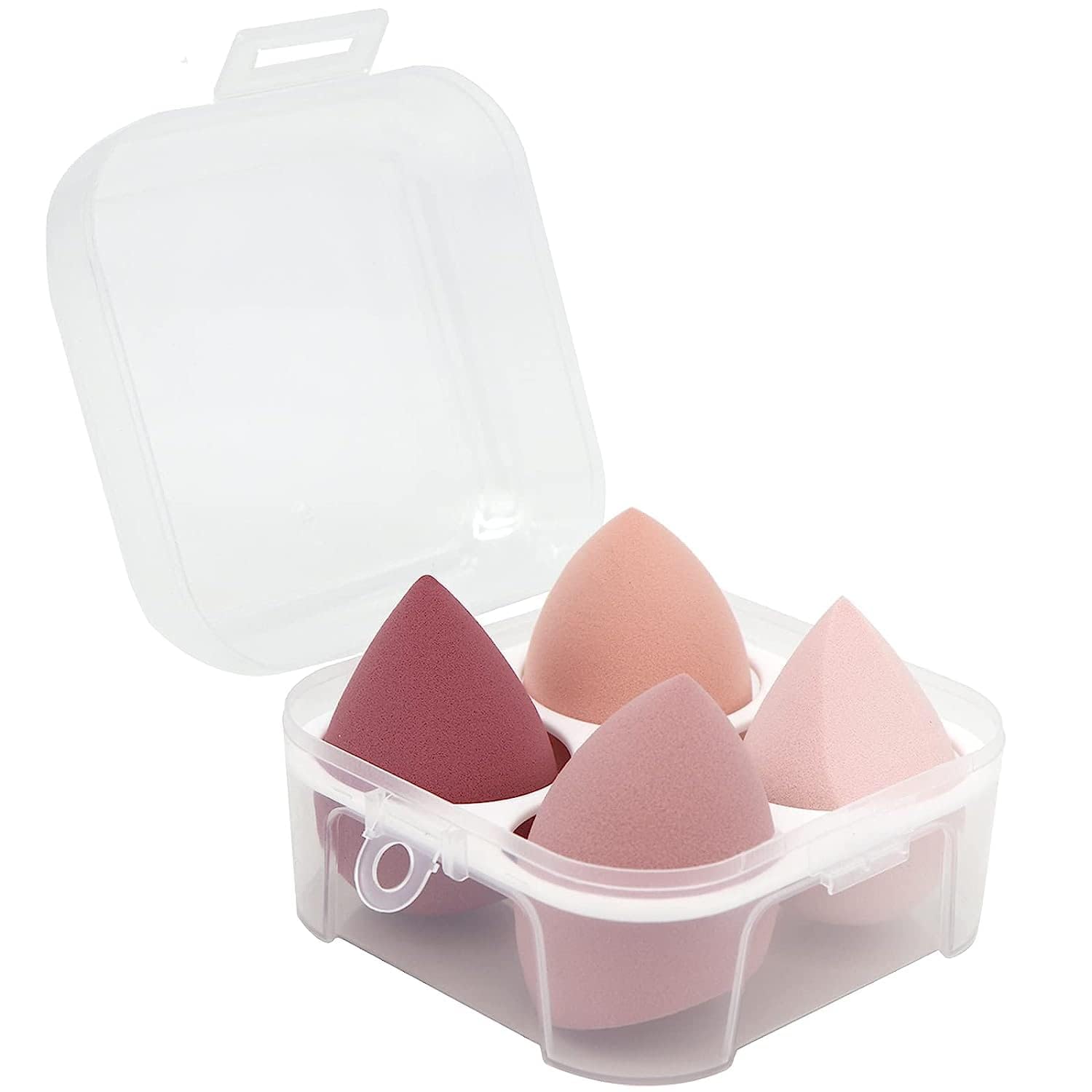 Professional Pink Shimmer Makeup Sponge Beauty Blender - 4 Pack with Storage Box | Ideal for Foundation, Concealer & Powder Application