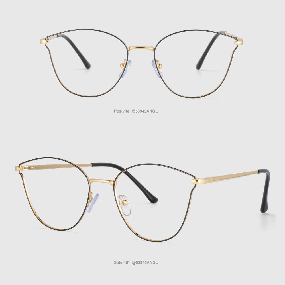 CCspace Unisex Full Rim Square Cat Eye Alloy Frame Eyeglasses 53945 - Stylish & Lightweight for Work, Reading & Fashion