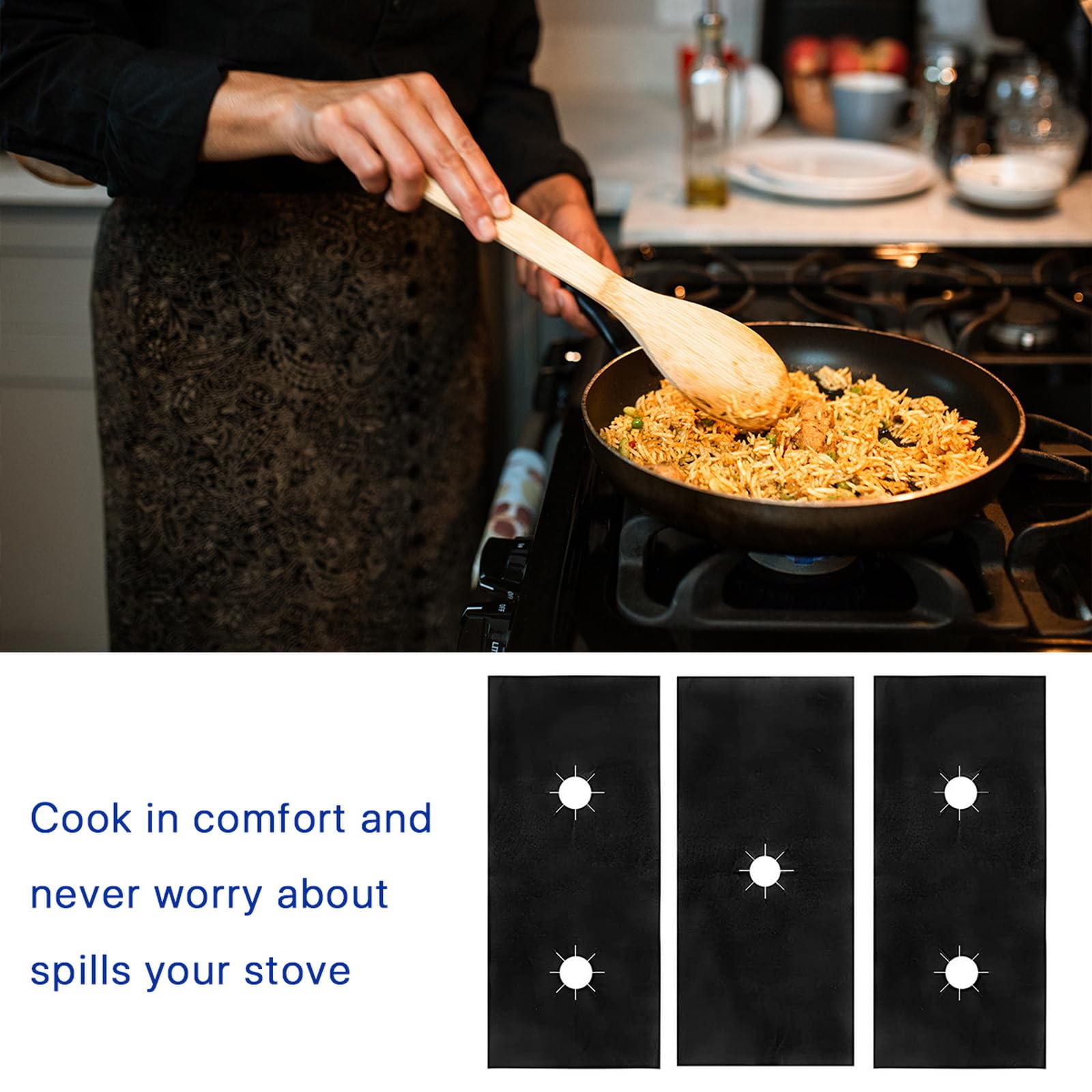 Universal 5-Hole Gas Stove Burner Covers - Reusable, Heat Resistant & Non-Stick Stove Top Protectors for Easy Cleaning | Perfect for Kitchen Cooking, Camping & RV Use
