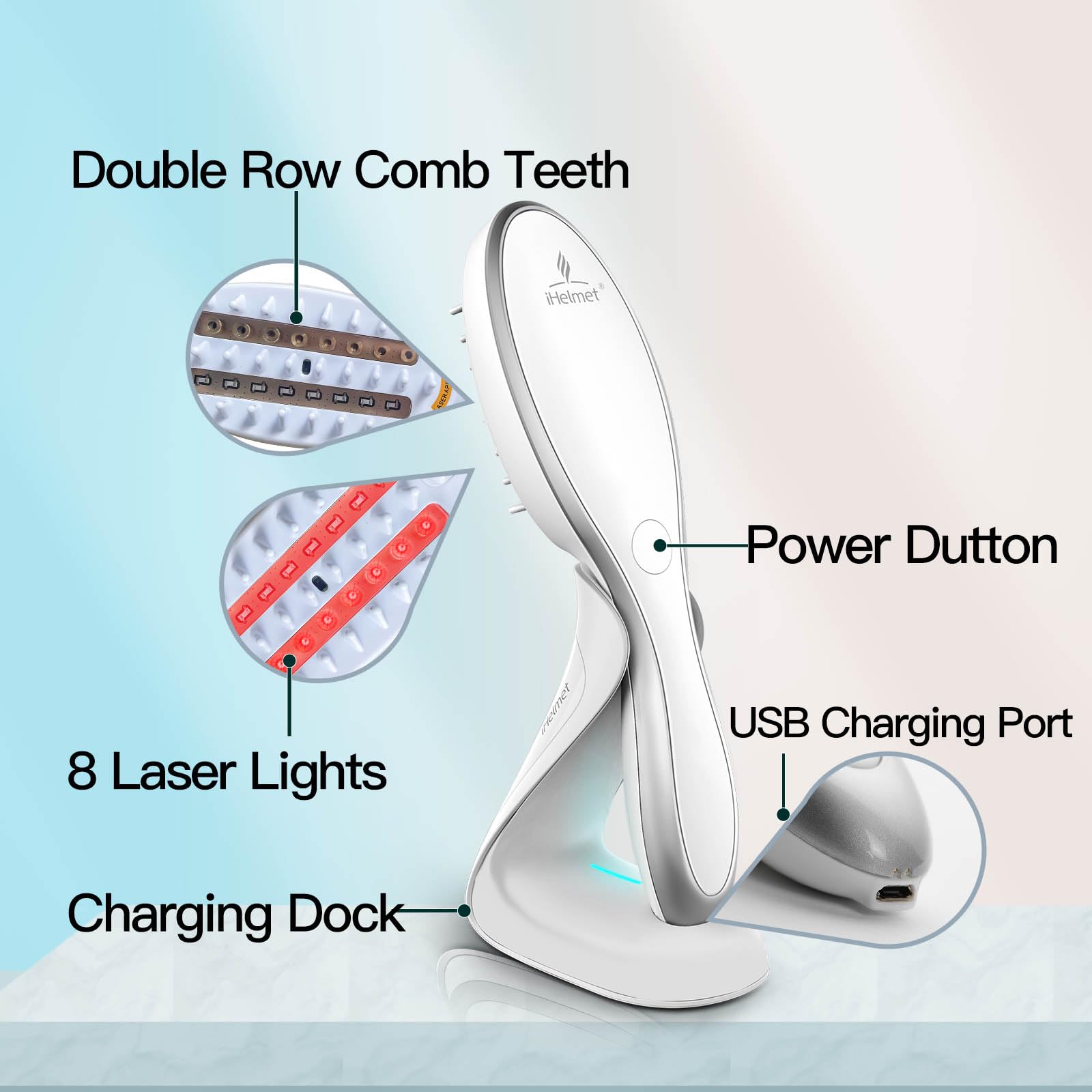 FDA Cleared Laser Hair Growth Comb - Low Level Laser Therapy for Hair Regrowth, Stops Thinning Hair for Men & Women - Perfect for Home Use & Salon Treatments