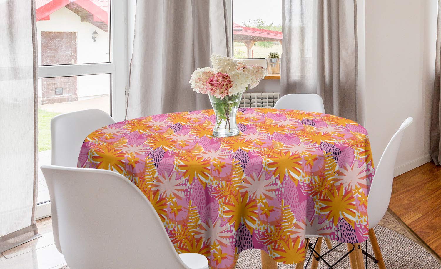 Ambesonne Tropical Round Tablecloth 60