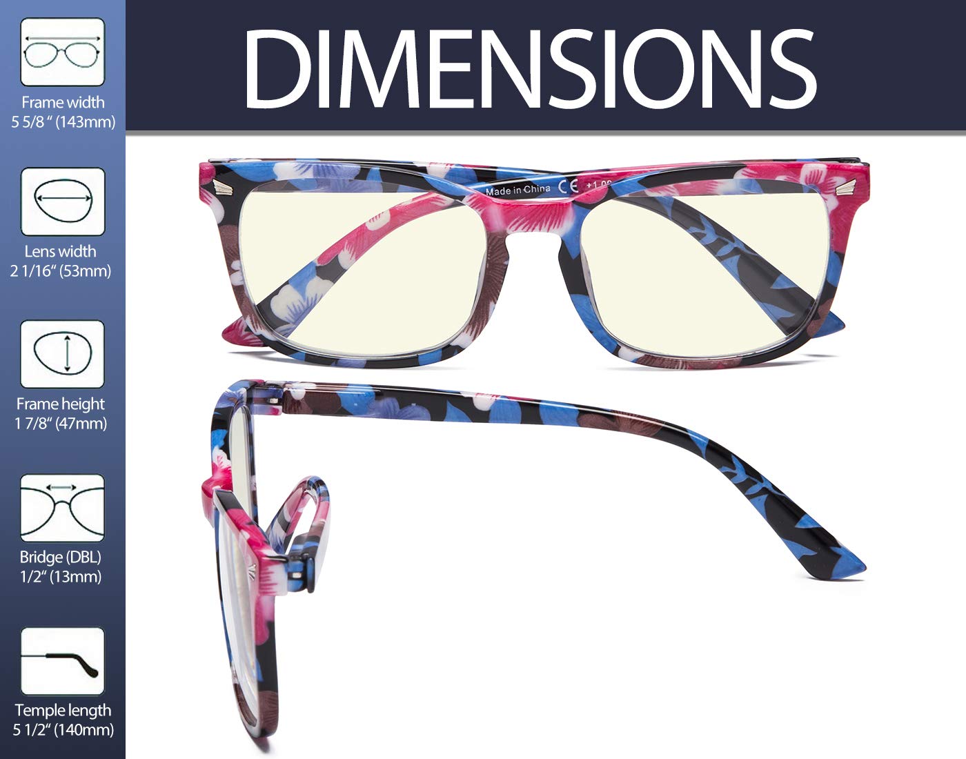 Blue Light Blocking Glasses for Women - Clear Square Frame for Computer & Reading