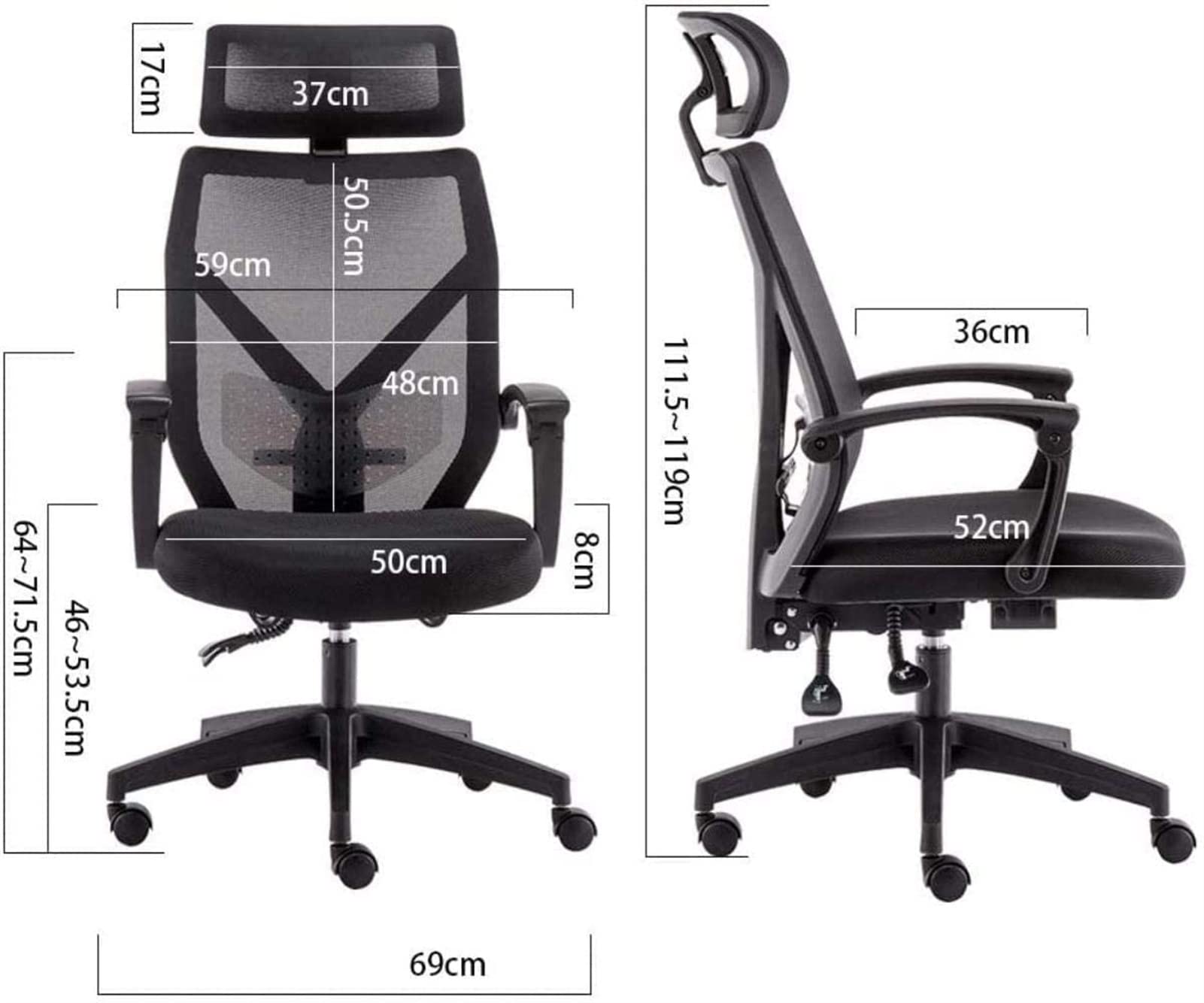 Ergonomic Office Chair with Adjustable Height - Comfortable Computer Desk Chair for Work, Gaming & Executive Use - High Back Recliner with Lumbar Support & Cushioned Seat - Perfect for Home Office, Gaming Setup & Professional Workspaces