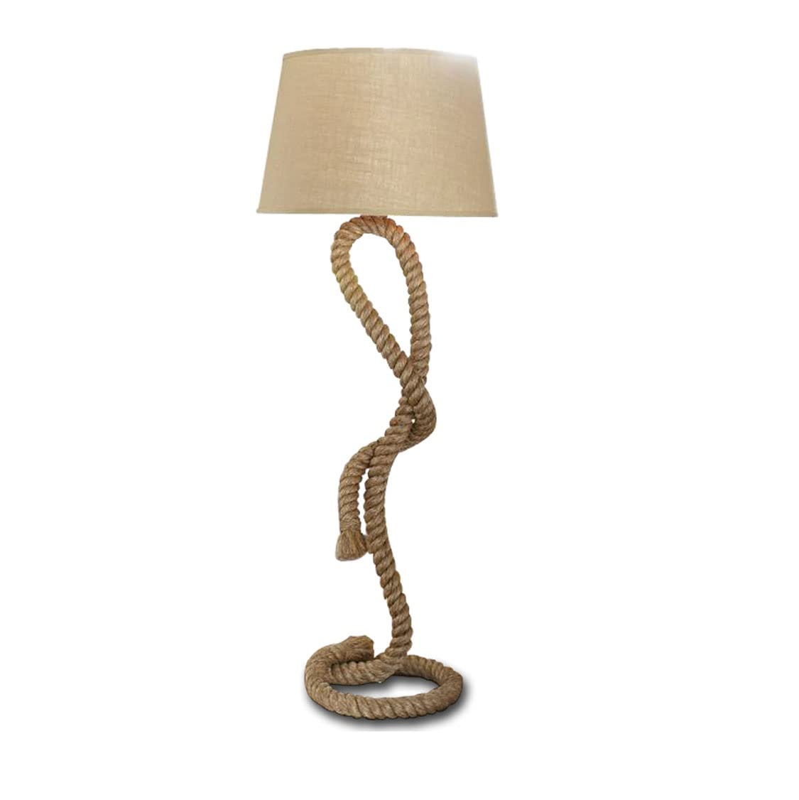 Vintage Hemp Rope Floor Lamp - Handmade Boho Bedside Lamp for Living Room, Bedroom & Dining Room Decor - Artistic Lighting for Home, Bars, Hotels and Model Rooms - Perfect for Cozy Reading Nooks and Lounge Areas