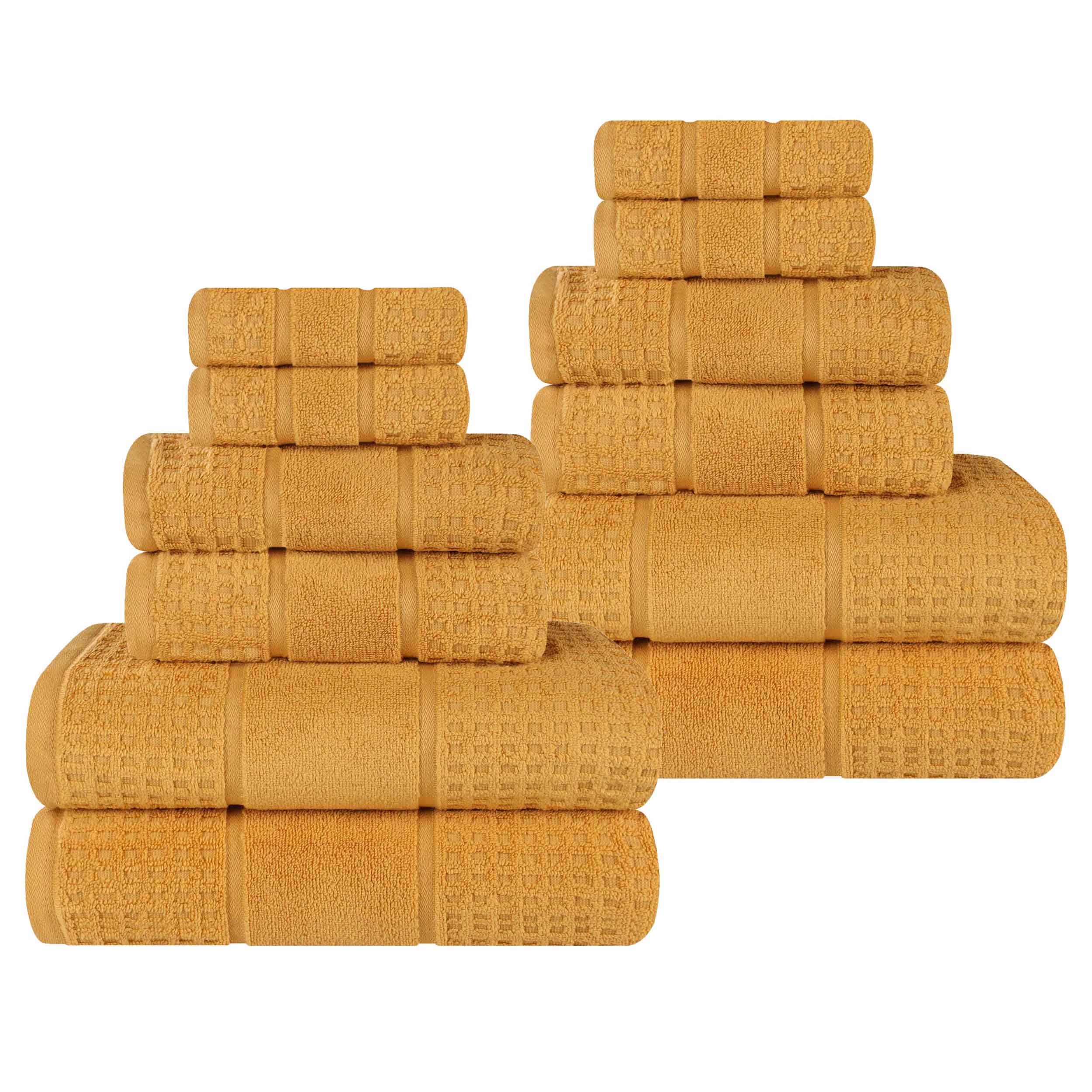 Premium 12-Piece Zero Twist Cotton Waffle Towel Set - Ultra Soft & Highly Absorbent Honeycomb Weave Bath Towels for Spa, Gym, and Luxury Home Use
