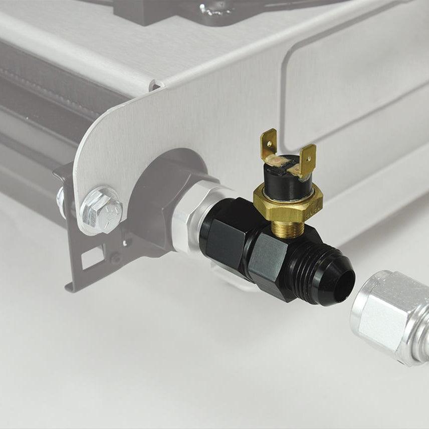 High Performance Transmission Oil Cooler AN Hose End Adapter with Electric Fan Temperature Switch - Perfect for Automotive Cooling Systems & Racing Applications