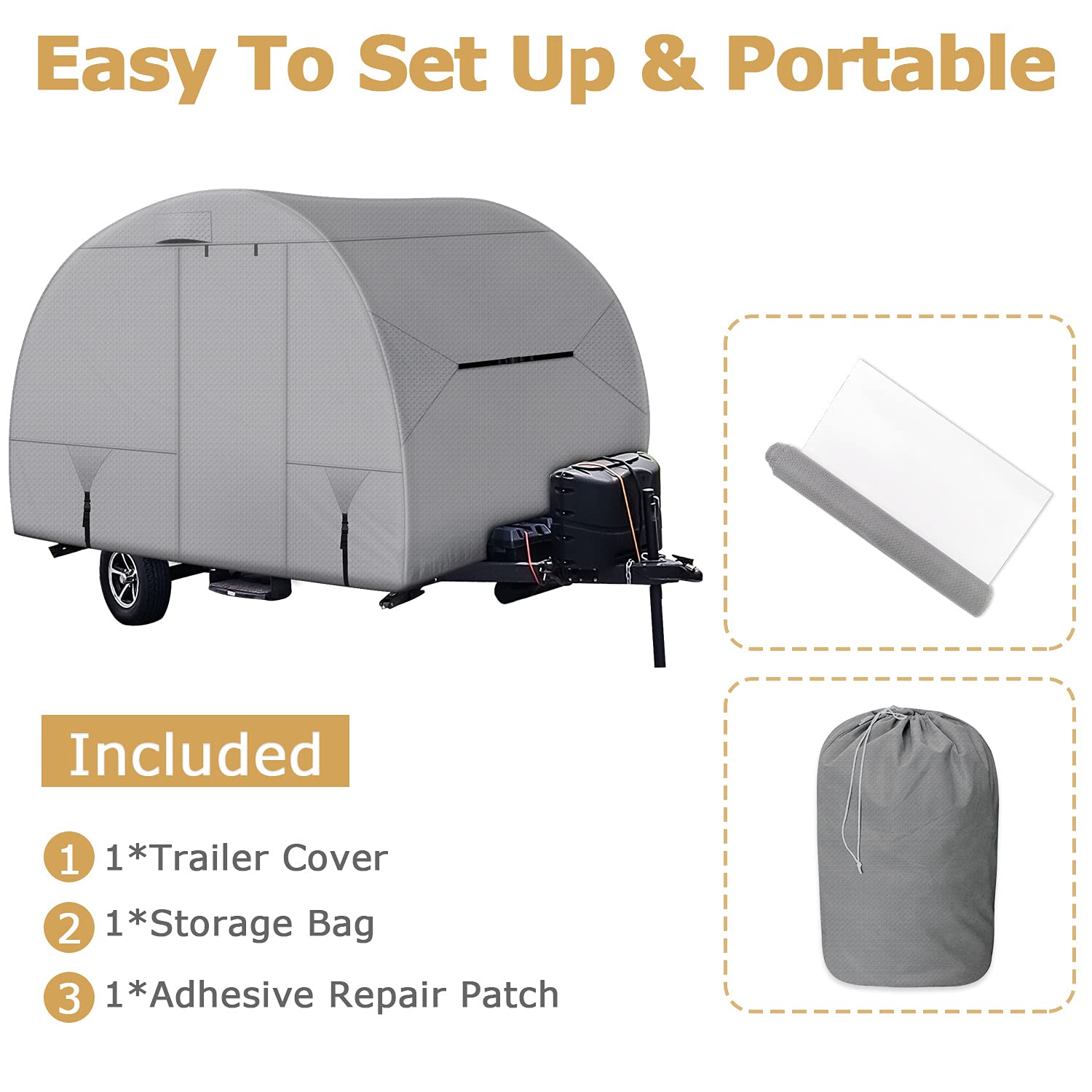 Leader Accessories Waterproof Travel Trailer Cover for R-Pod RV - Fits RP-171, RP-172, RP-176, RP-176T, RP-177 (16'2