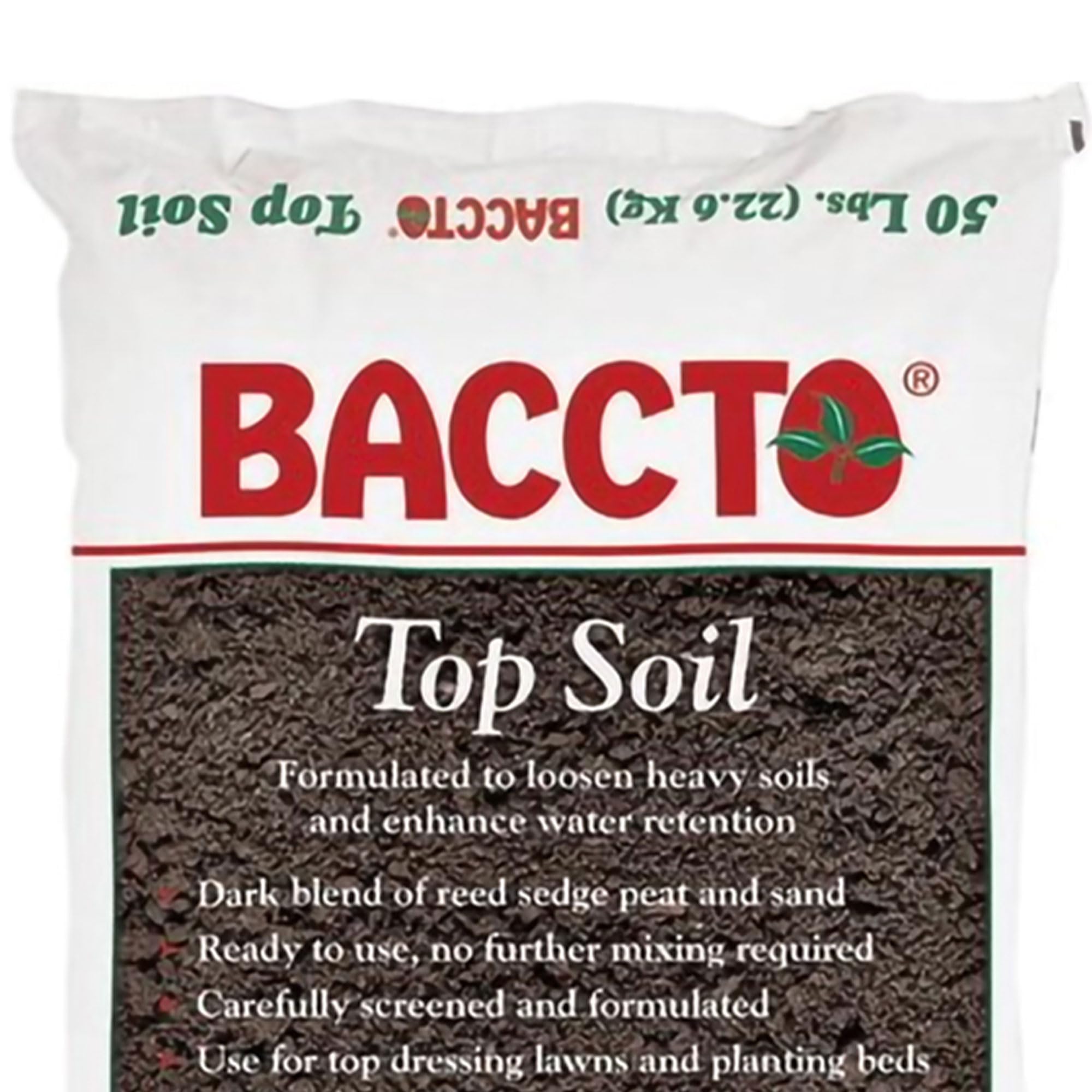 Premium 1550P Baccto Topsoil - 50lb (10 Pack) for Lawns, Gardens & Raised Beds | Reed Sedge, Peat & Sand Mix | Ideal for Landscaping, Vegetable Planting & Flower Beds