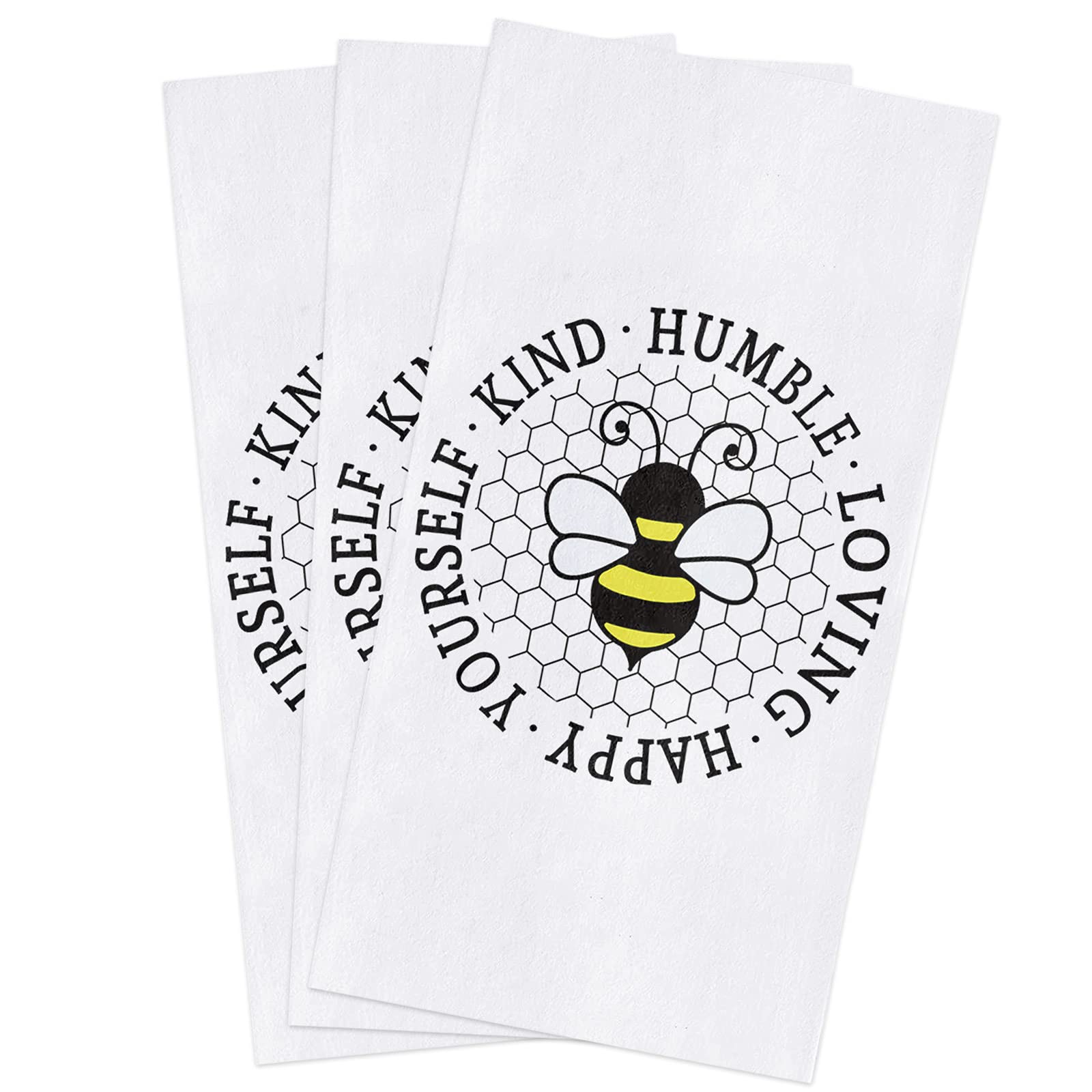 3-Pack Absorbent Kitchen Towels Set - Soft Cute Bee Dish Towels for Cleaning & Decor, 18