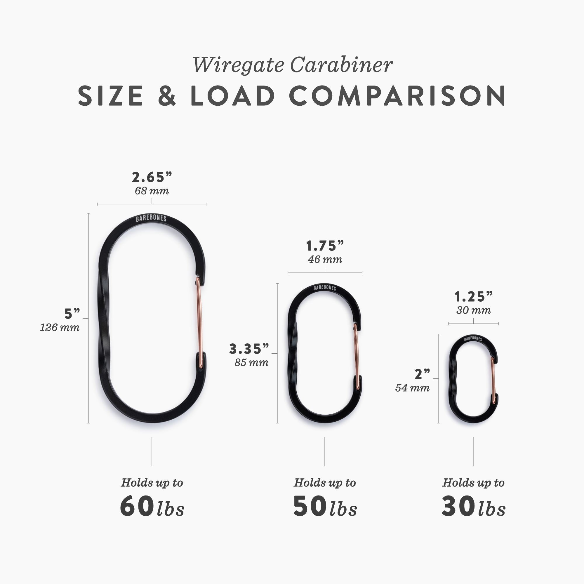 Premium Wiregate Carabiners - 3 Sizes (Small, Medium, Large) - Lightweight & Durable Climbing Gear for Rock Climbing, Hiking & Outdoor Adventures